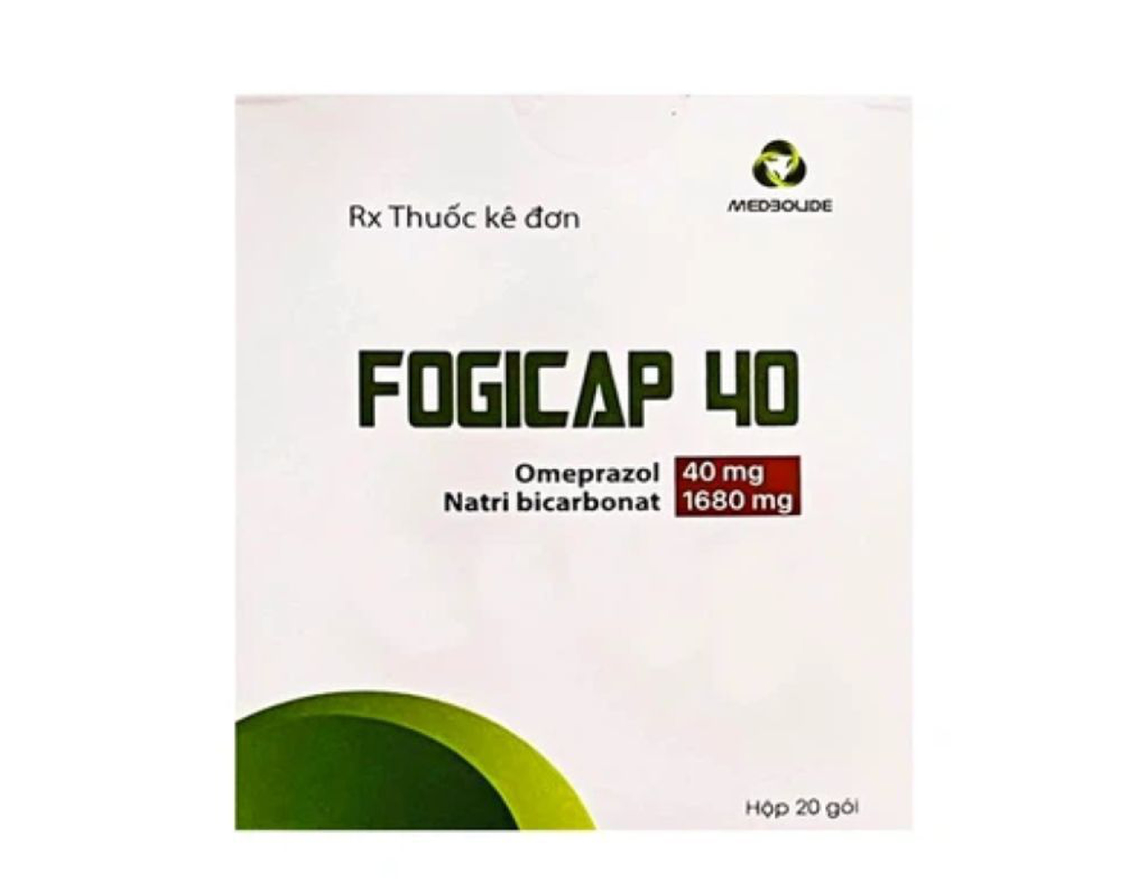 Bột pha hỗn dịch uống Fogicap 40mg điều trị viêm loét dạ dày, trào ngược dạ dày thực quản (Hộp 20 gói)