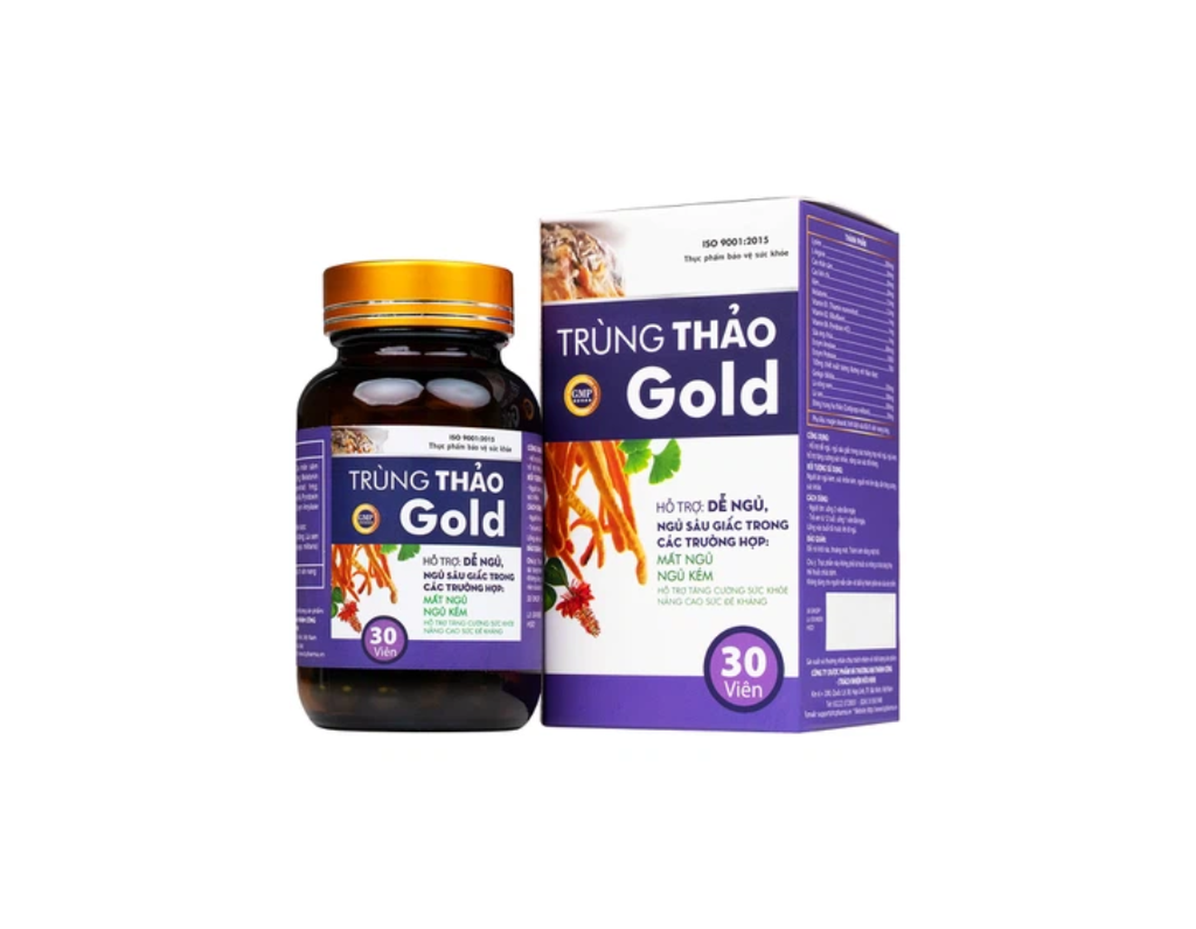 Viên uống Trùng Thảo Gold Thành Công hỗ trợ dễ ngủ, ngủ sâu giấc (Hộp 30 viên)