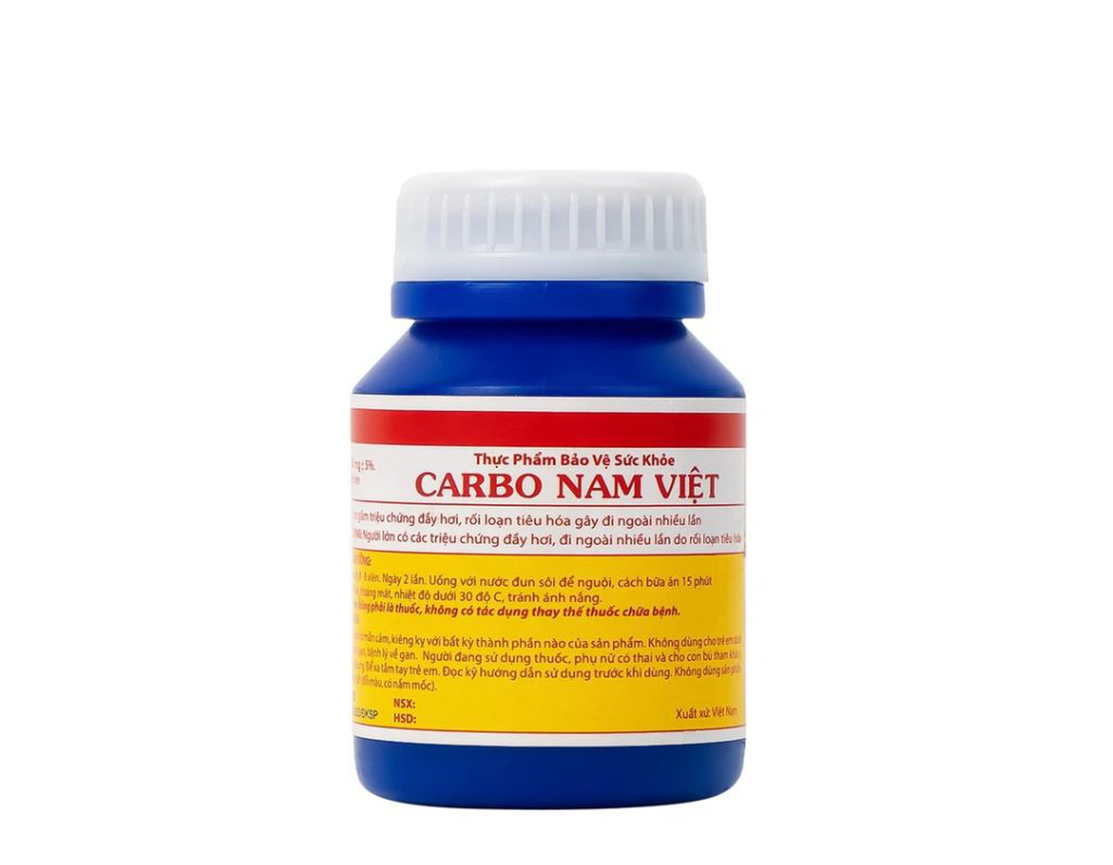 Thực phẩm bảo vệ sức khỏe Carbo Nam Việt giảm triệu chứng đầy hơi (Lọ 100 viên)