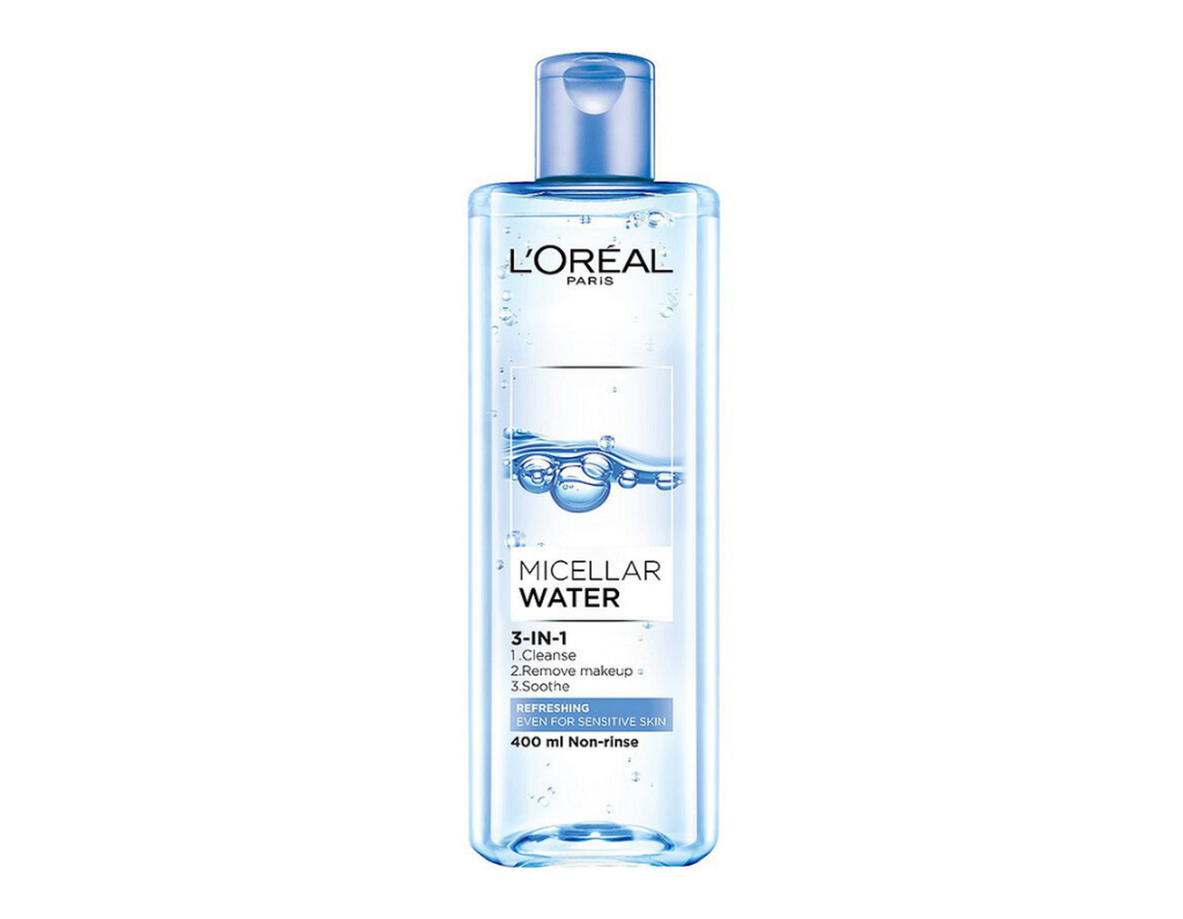 Nước tẩy trang L'Oréal Micellar Water 3 in 1 Refreshing làm sạch da cho da nhạy cảm (Chai 400ml)