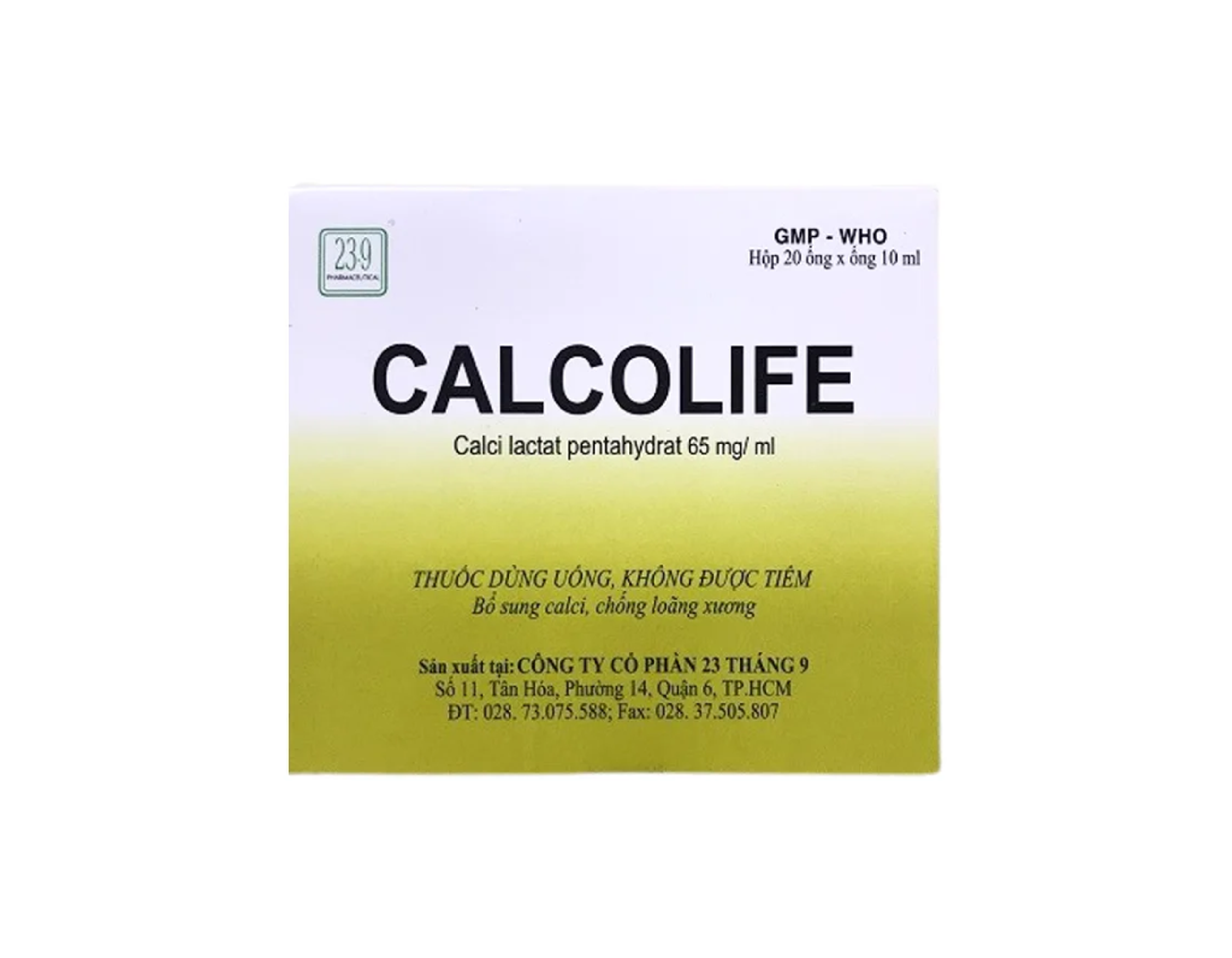 Thuốc Calcolife điều trị thiếu hụt canxi (Hộp 20 ống x 10ml)