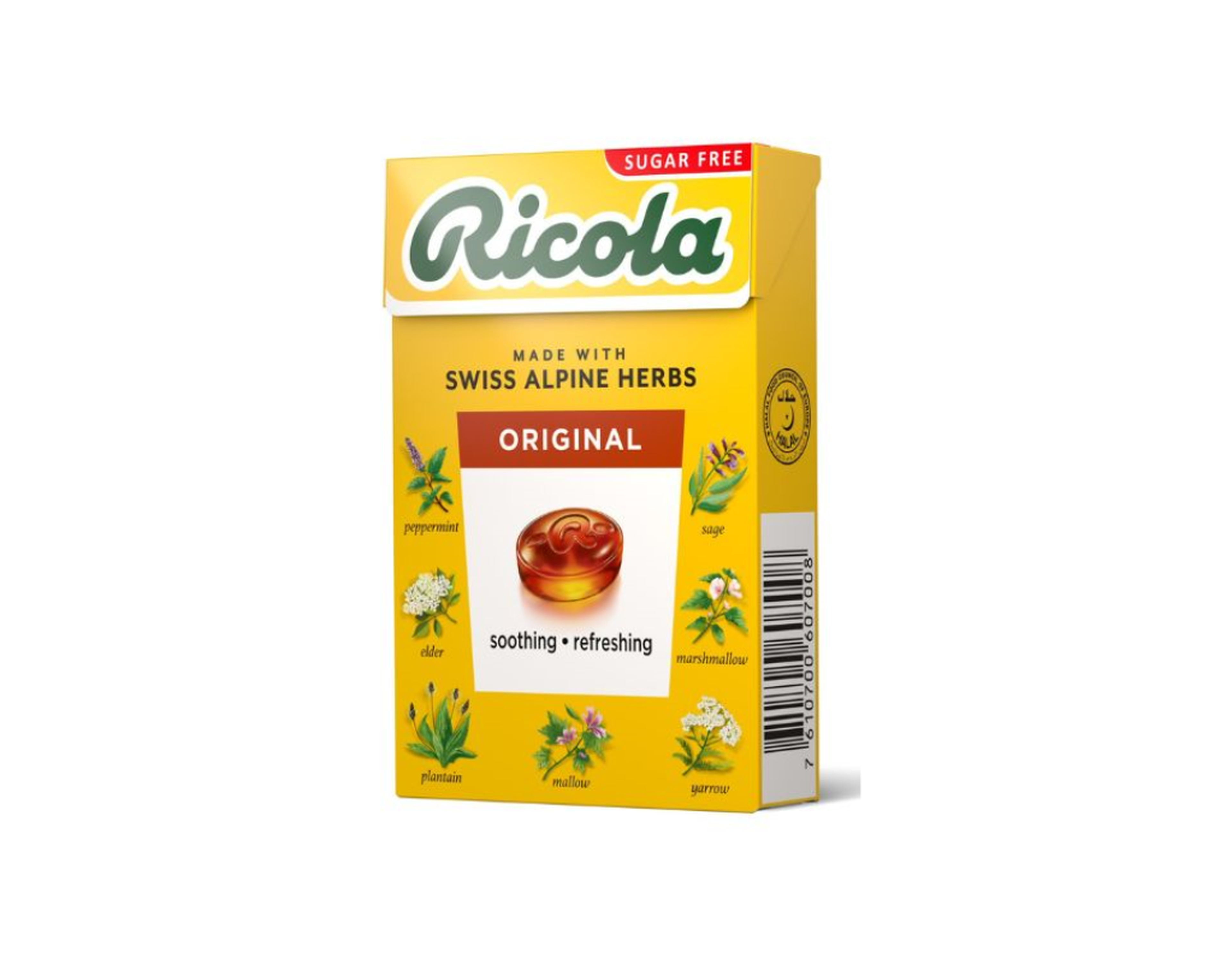 Kẹo ngậm Ricola Original Herb không đường giảm ho, thông cổ mát họng, giảm viêm họng (Hộp 40g)