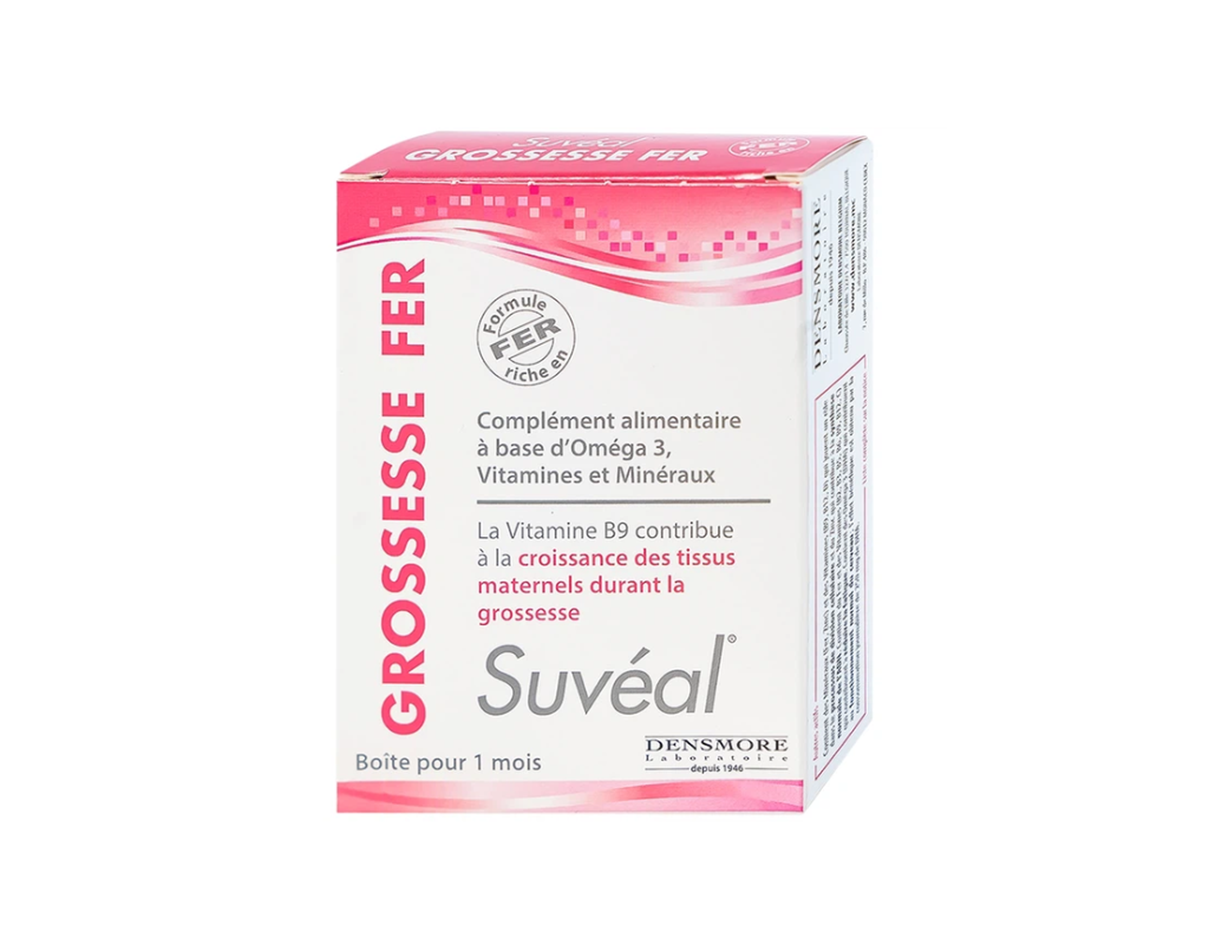 Suvéal Grossesse Fer bổ sung vitamin và kháng chất thiết yếu cho phụ nữ có thai và cho con bú (Hộp 2 vỉ x 15 viên)