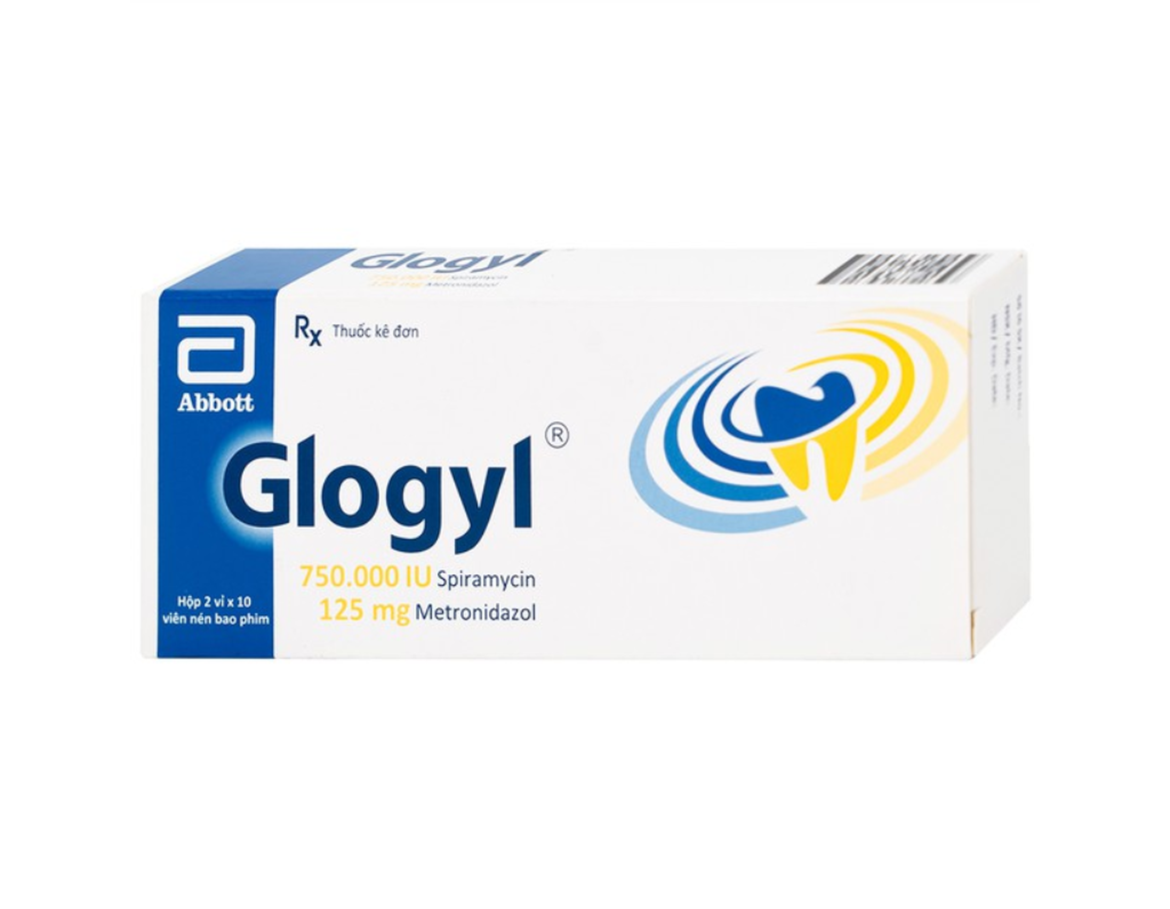 Viên nén Glogyl Glomed điều trị nhiễm khuẩn răng miệng cấp tính, mạn tính (Hộp 2 vỉ x 10 viên)