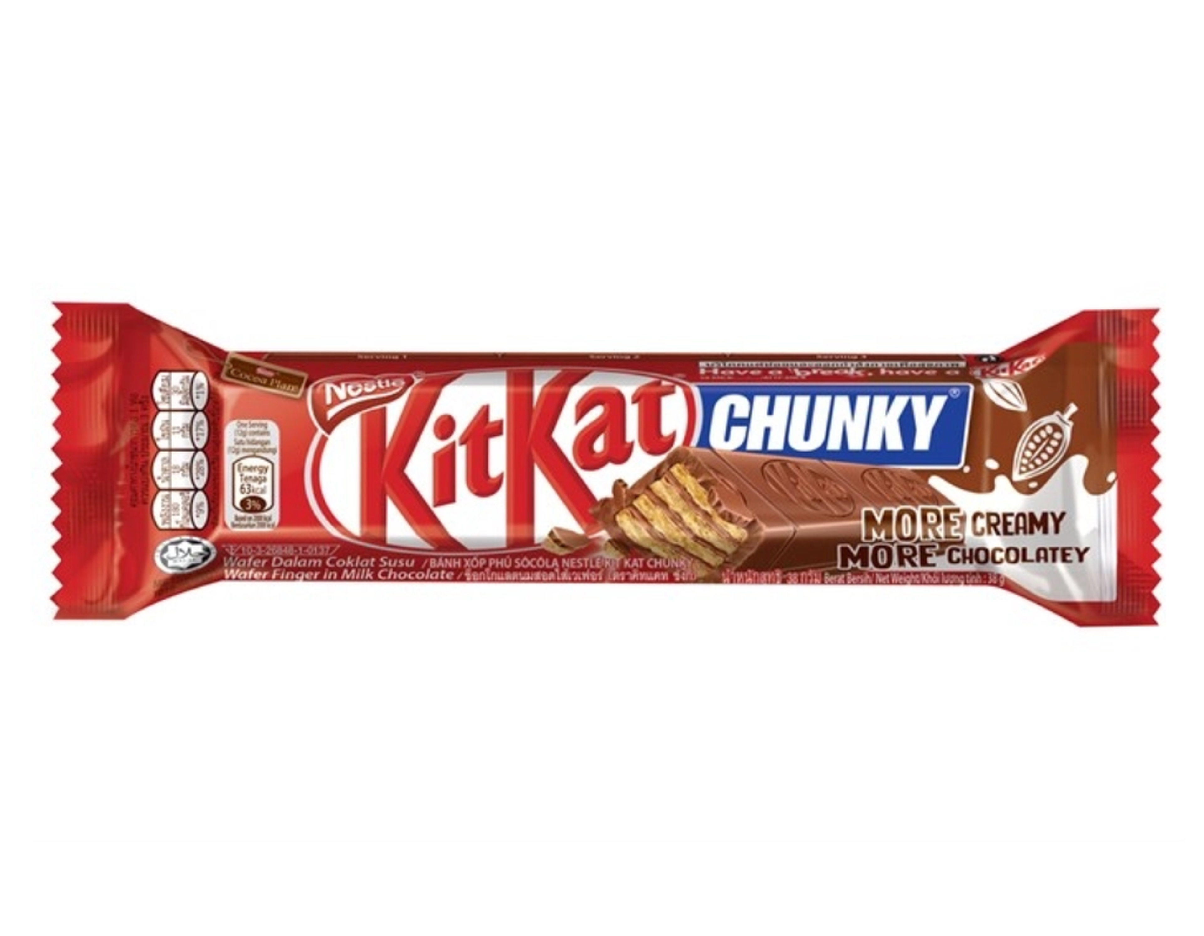 Bánh xốp phủ socola KitKat Chunky cung cấp năng lượng (Gói 38g)