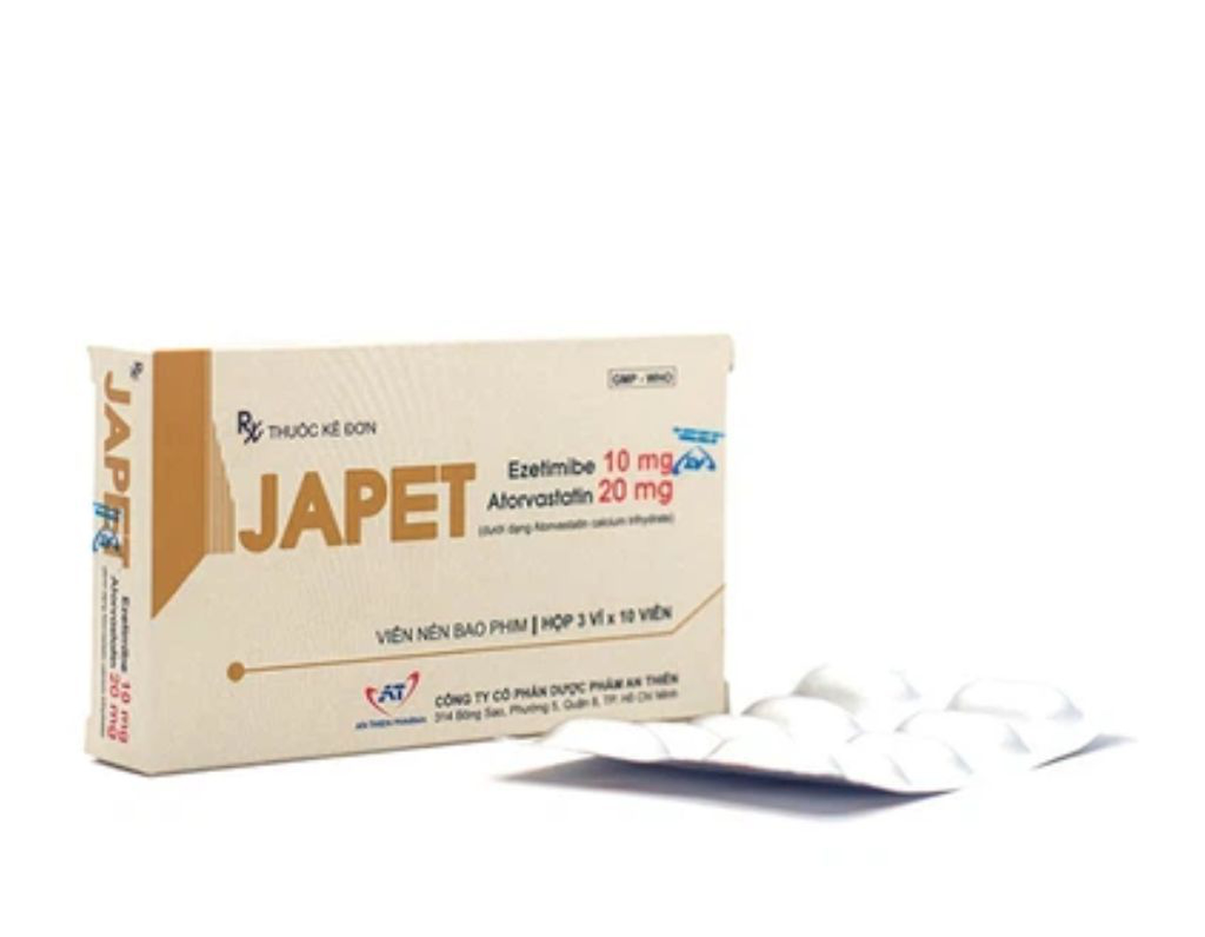 Thuốc Japet An Thiên điều trị tăng cholesterol máu (Hộp 3 vỉ x 10 viên)