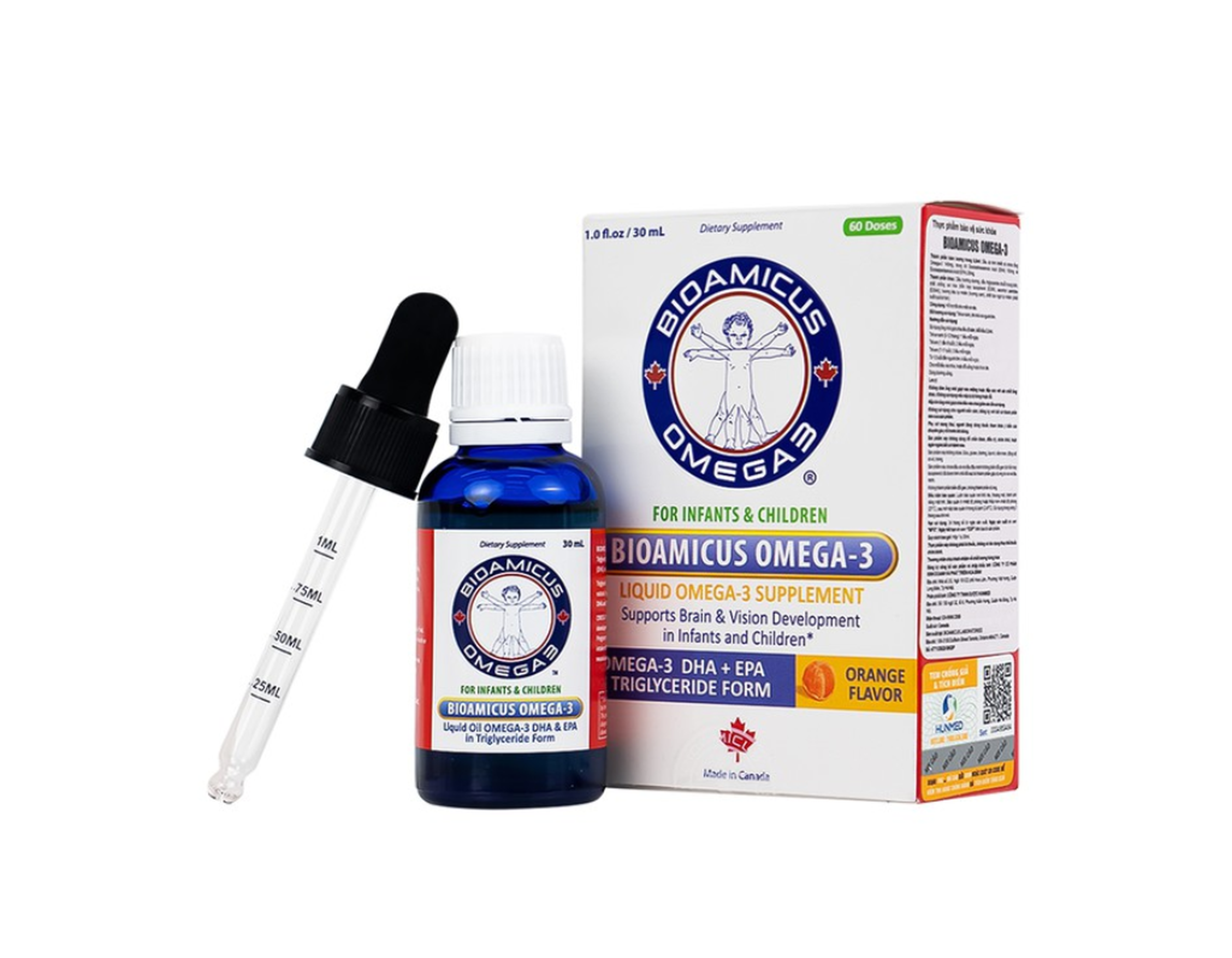 Dung dịch dầu cá BioAmicus Omega-3 hỗ trợ phát triển não bộ và thị giác (Chai 30ml)