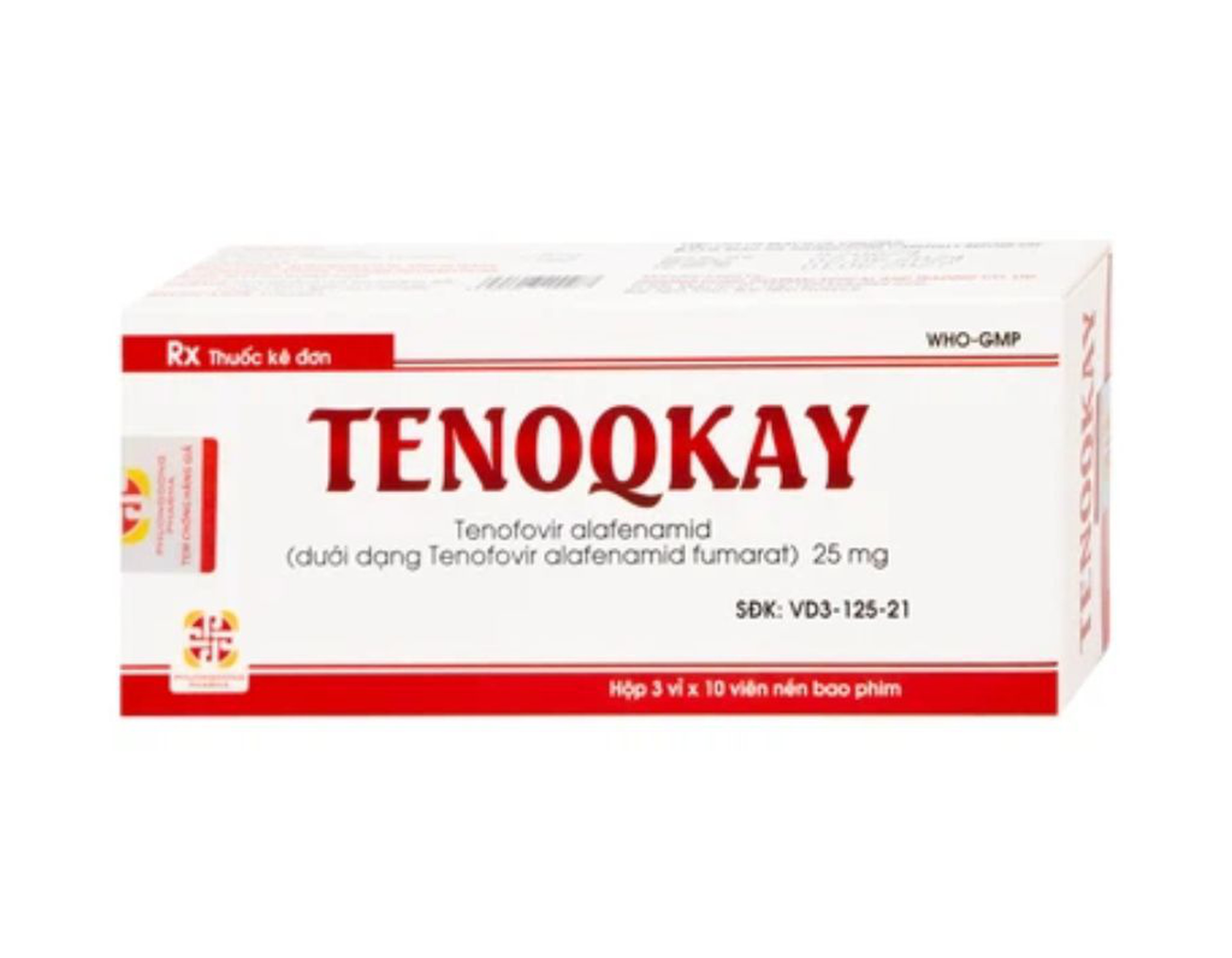 Thuốc Tenoqkay 25mg Phương Đông điều trị bệnh viêm gan siêu vi B mạn tính (Hộp 3 vỉ x 10 viên)