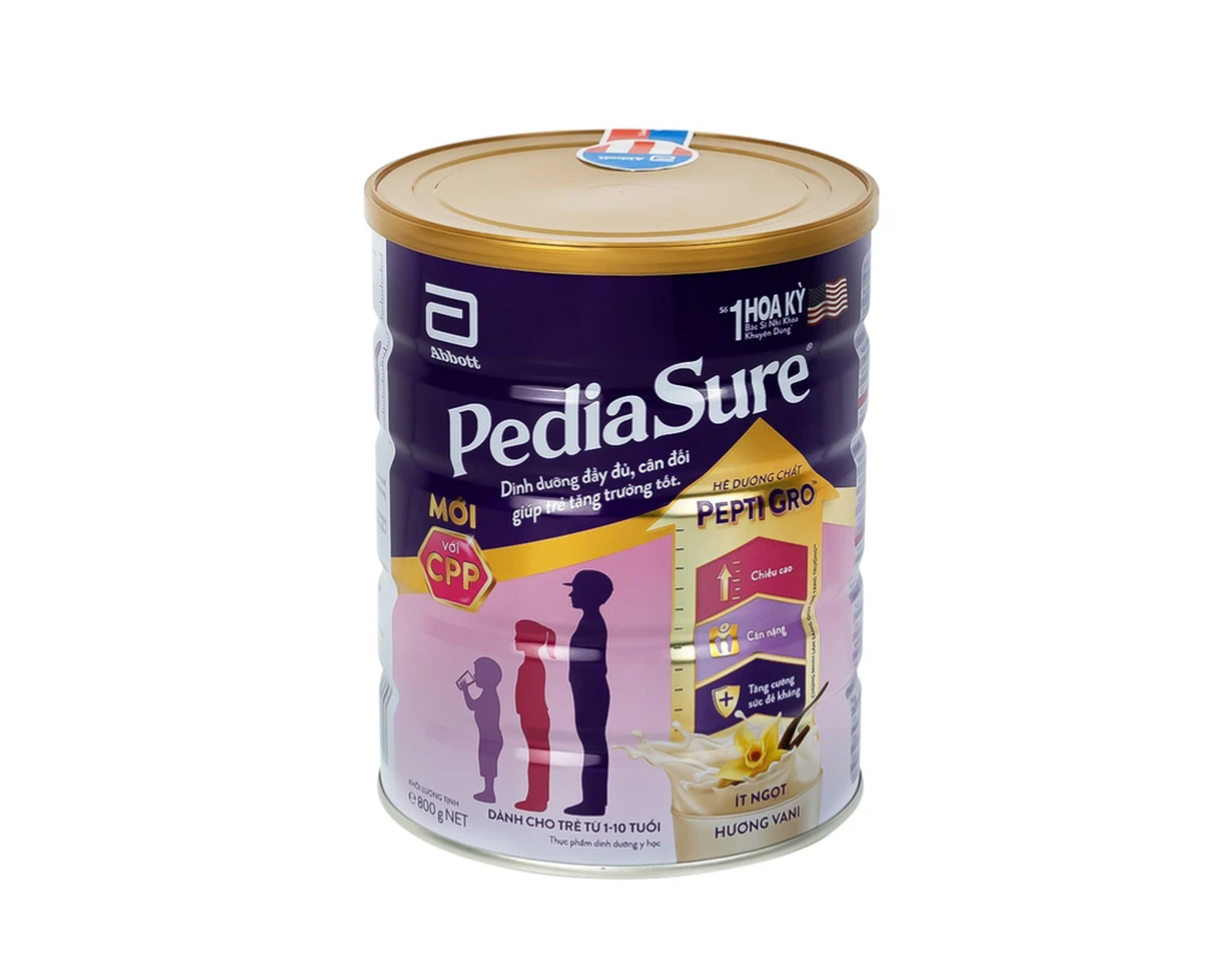 Sữa Pediasure hương vani ít ngọt bổ sung vitamin, khoáng chất và dinh dưỡng cho trẻ (Lon 800g)