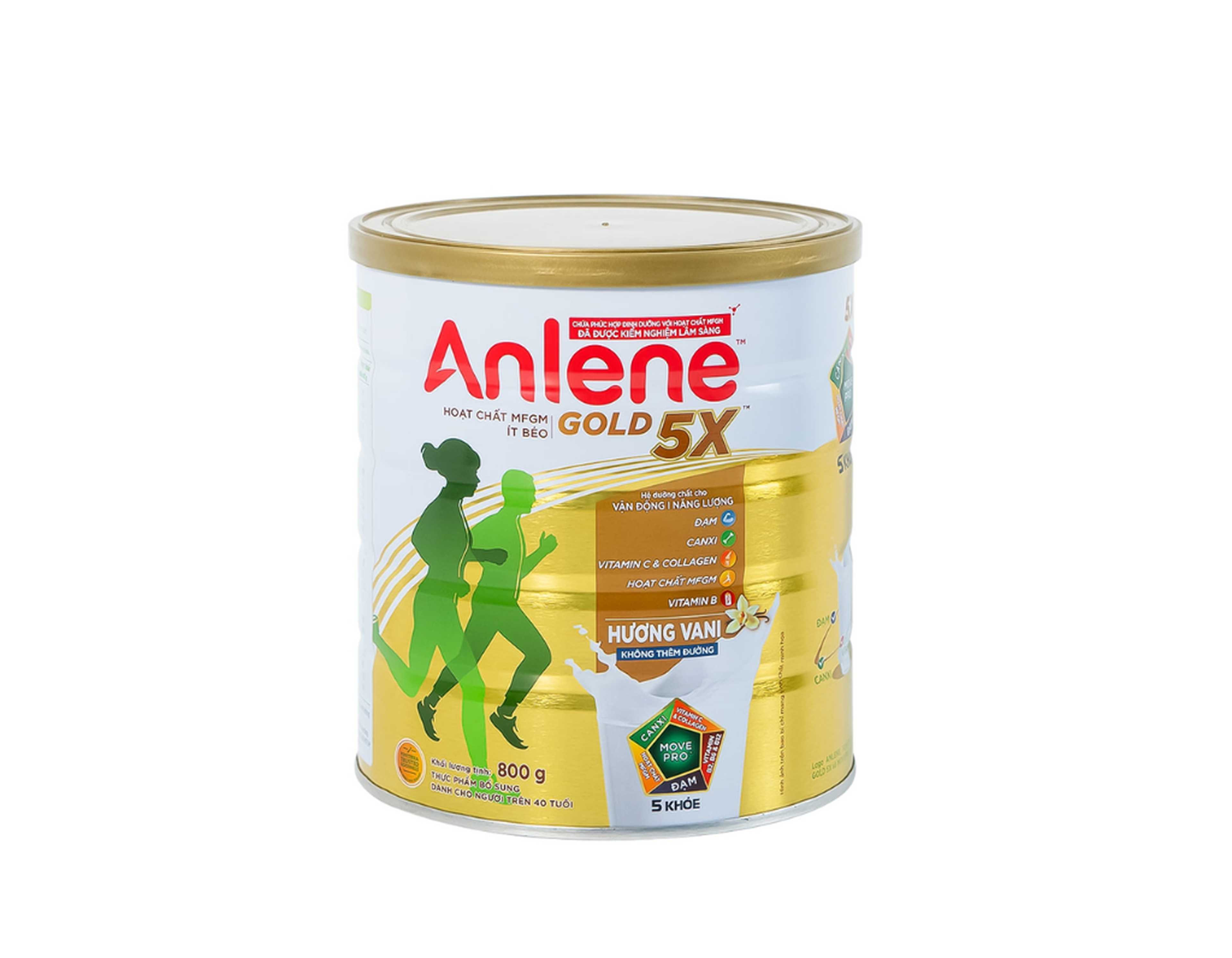 Sữa Anlene Gold 5X hương vani tăng cường sức khỏe cơ-xương-khớp dành cho người trên 40 tuổi (Lon 800g)