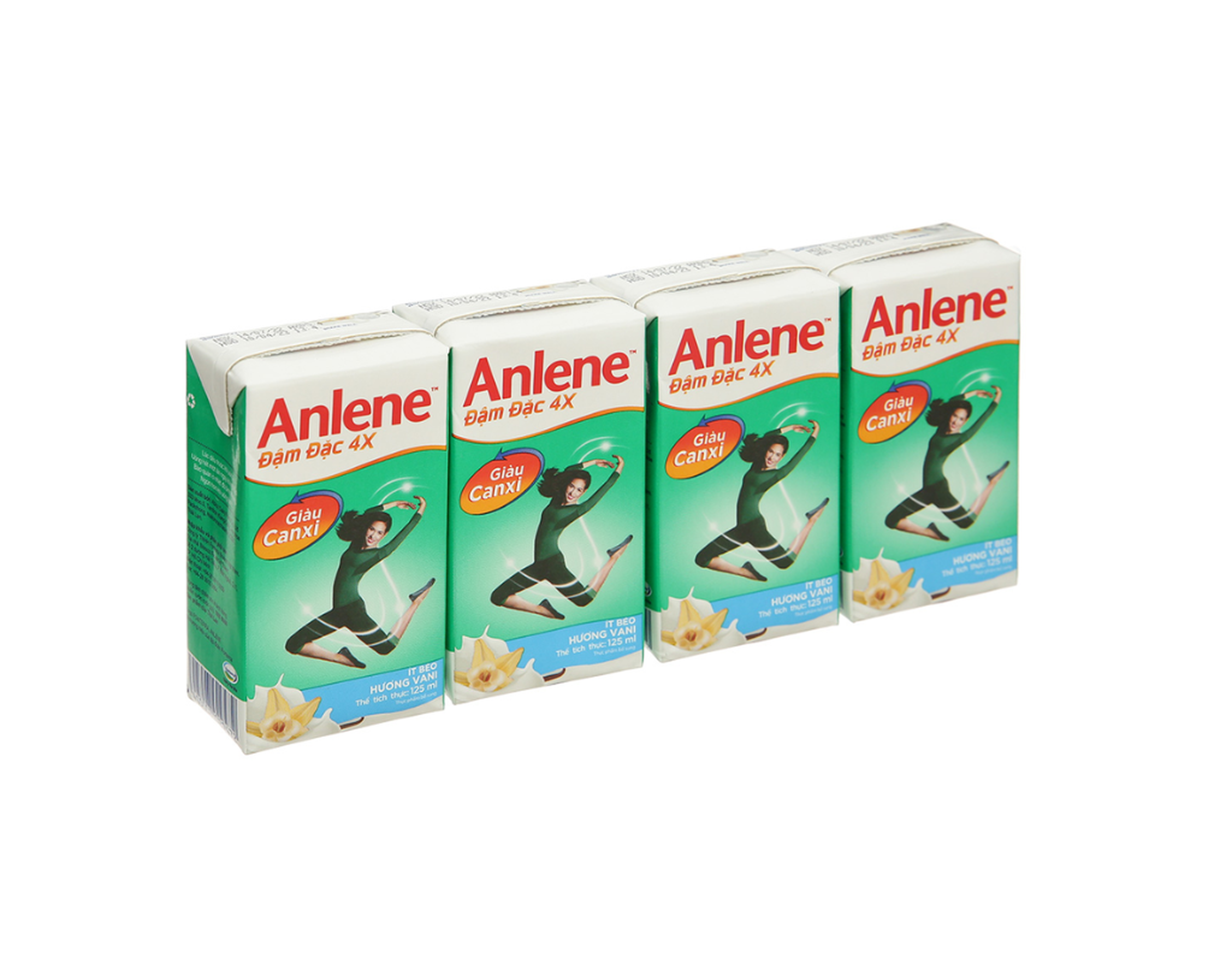 Sữa dinh dưỡng Anlene đậm đặc 4X hương vani bổ sung dưỡng chất cho xương chắc khỏe (Vỉ 4 hộp x 125ml)