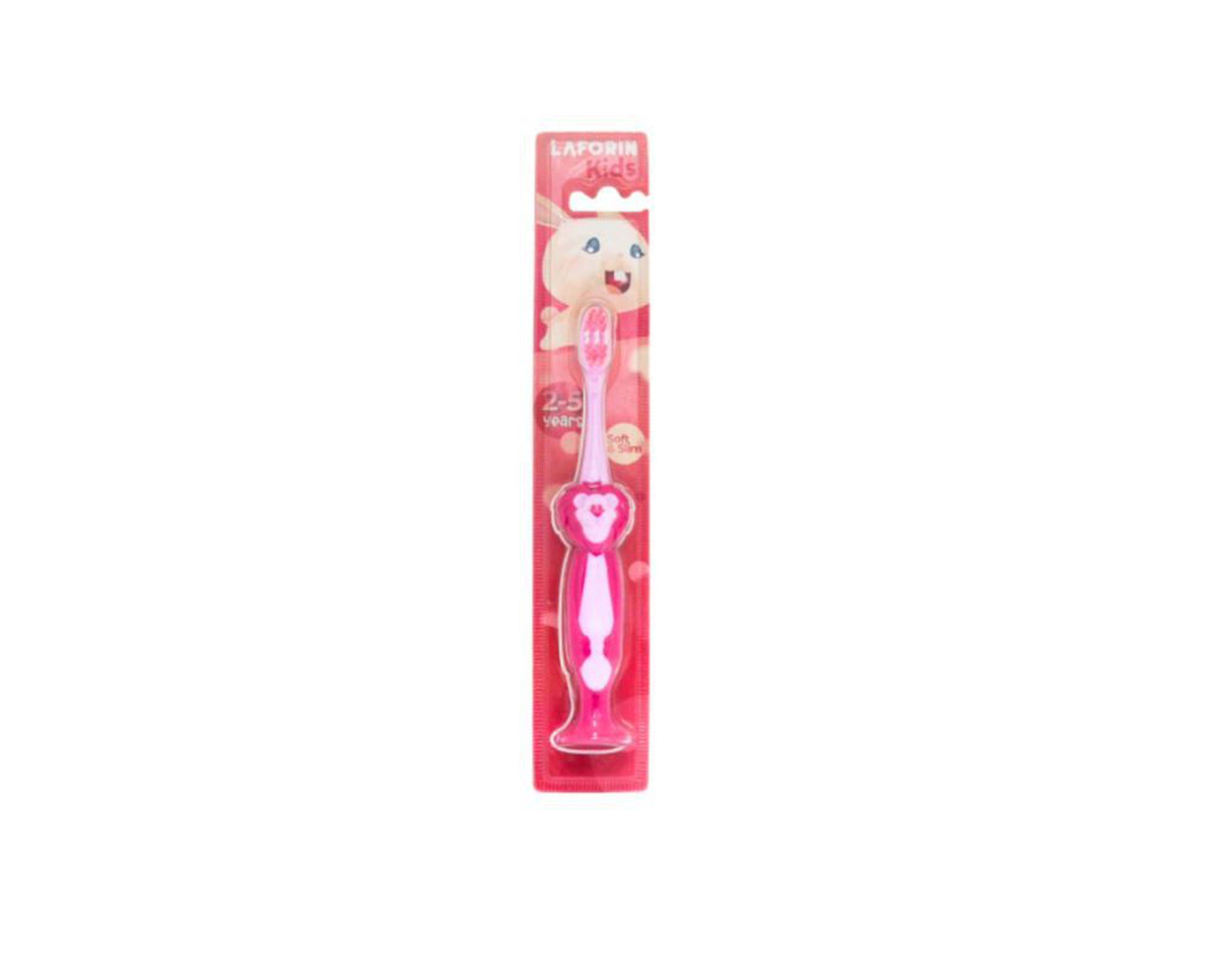Bàn chải Laforin Baby màu hồng hỗ trợ làm sạch mảng bám trên răng (1 cái)