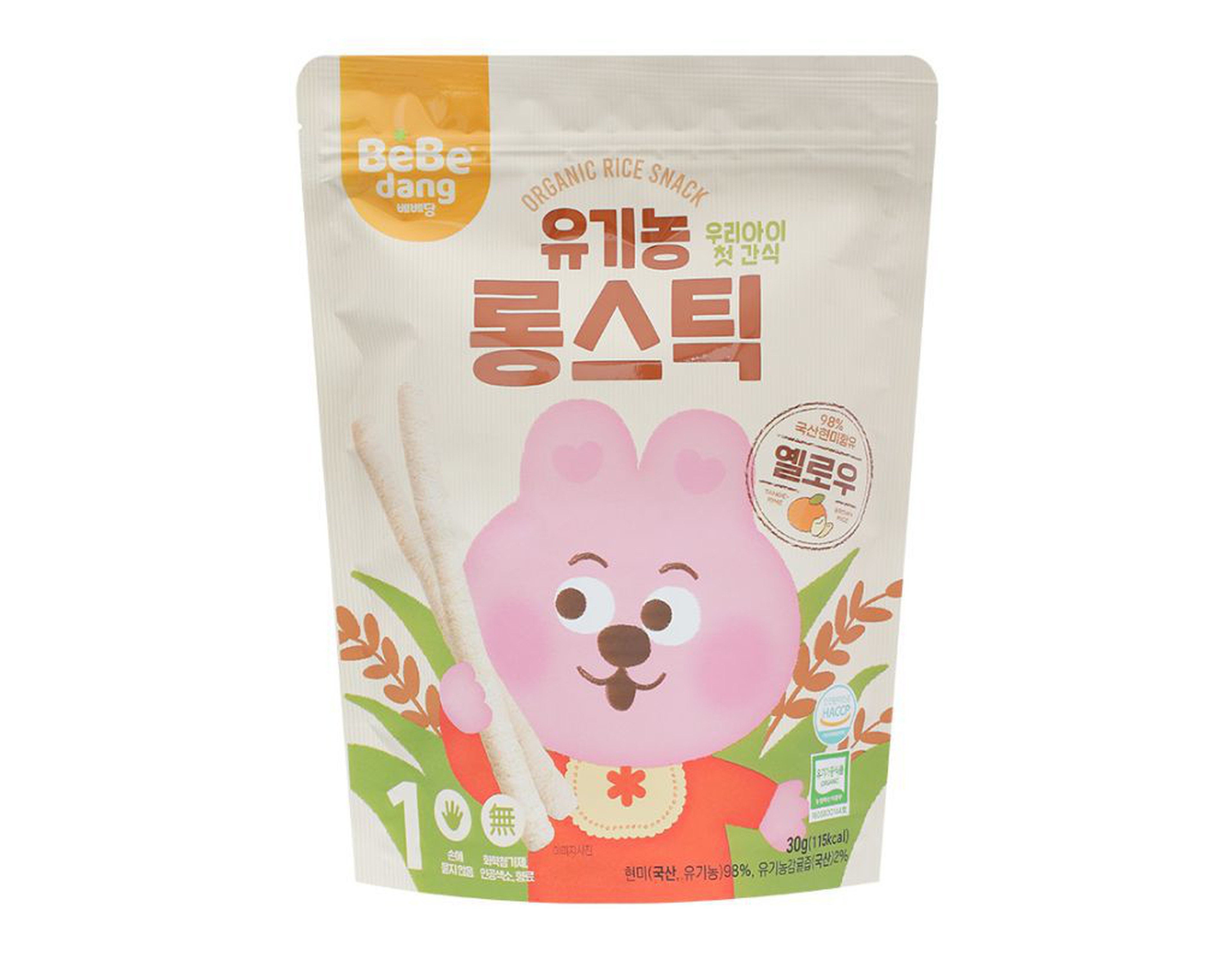 Bánh gạo lứt hữu cơ que dài quýt Bebedang bổ sung các chất dinh dưỡng cho bé (Gói 30g)