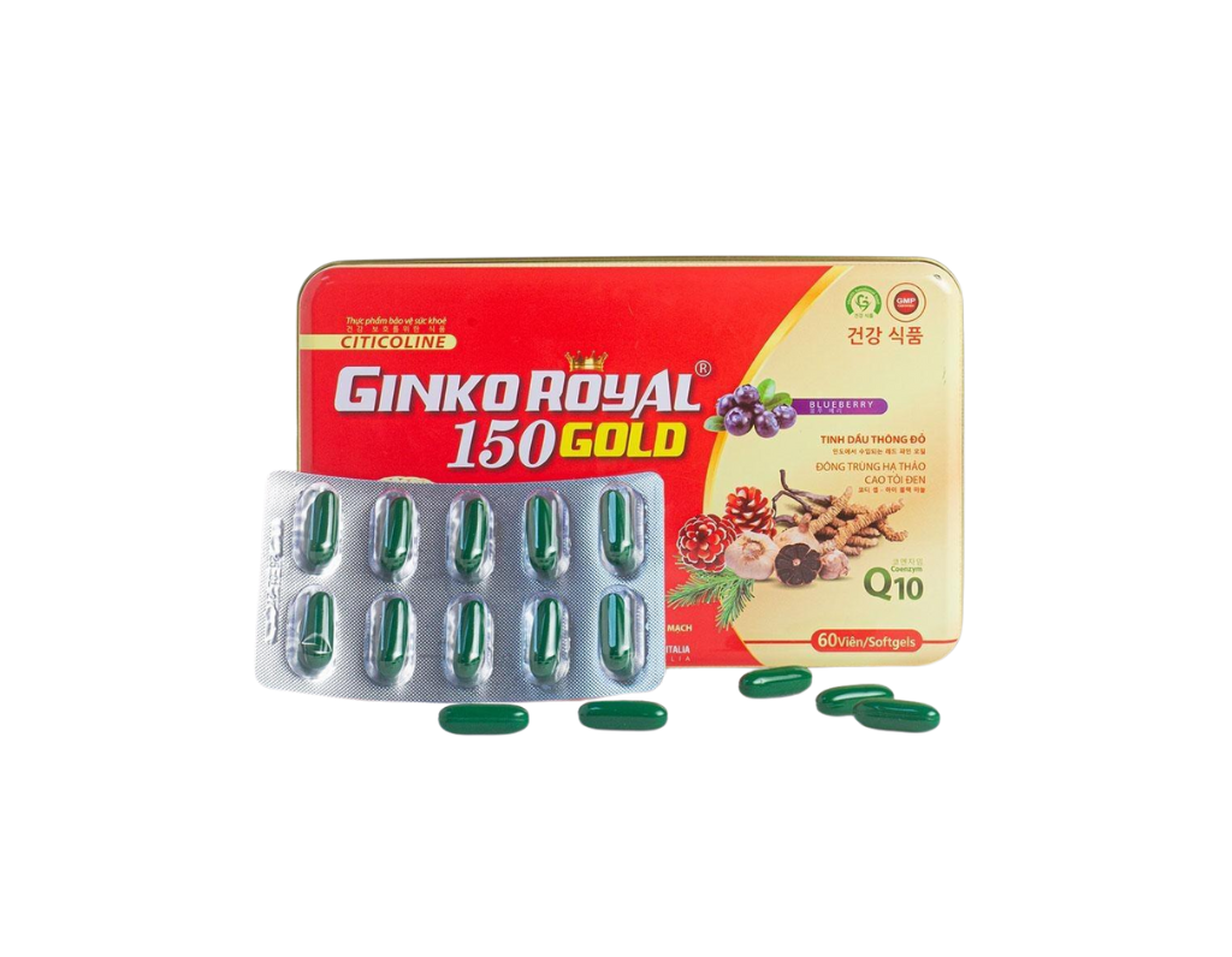 Ginko Royal 150 Gold giúp hoạt huyết, cải thiện tuần hoàn (Hộp 6 vỉ x 10 viên)