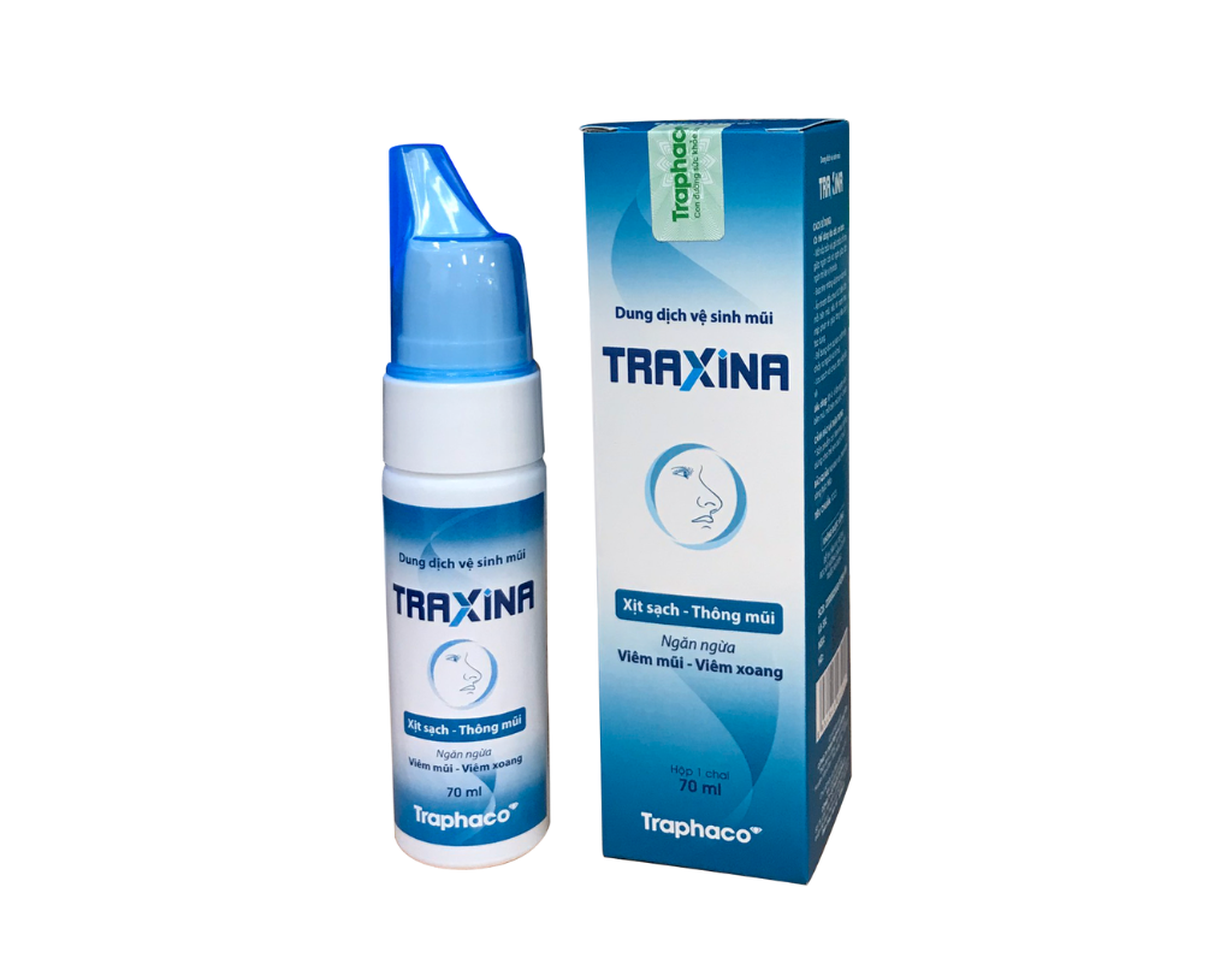 Xịt mũi Traxina Traphaco hỗ trợ làm sạch thông thoáng mũi ngừa xoang (Hộp 1 chai 70ml)