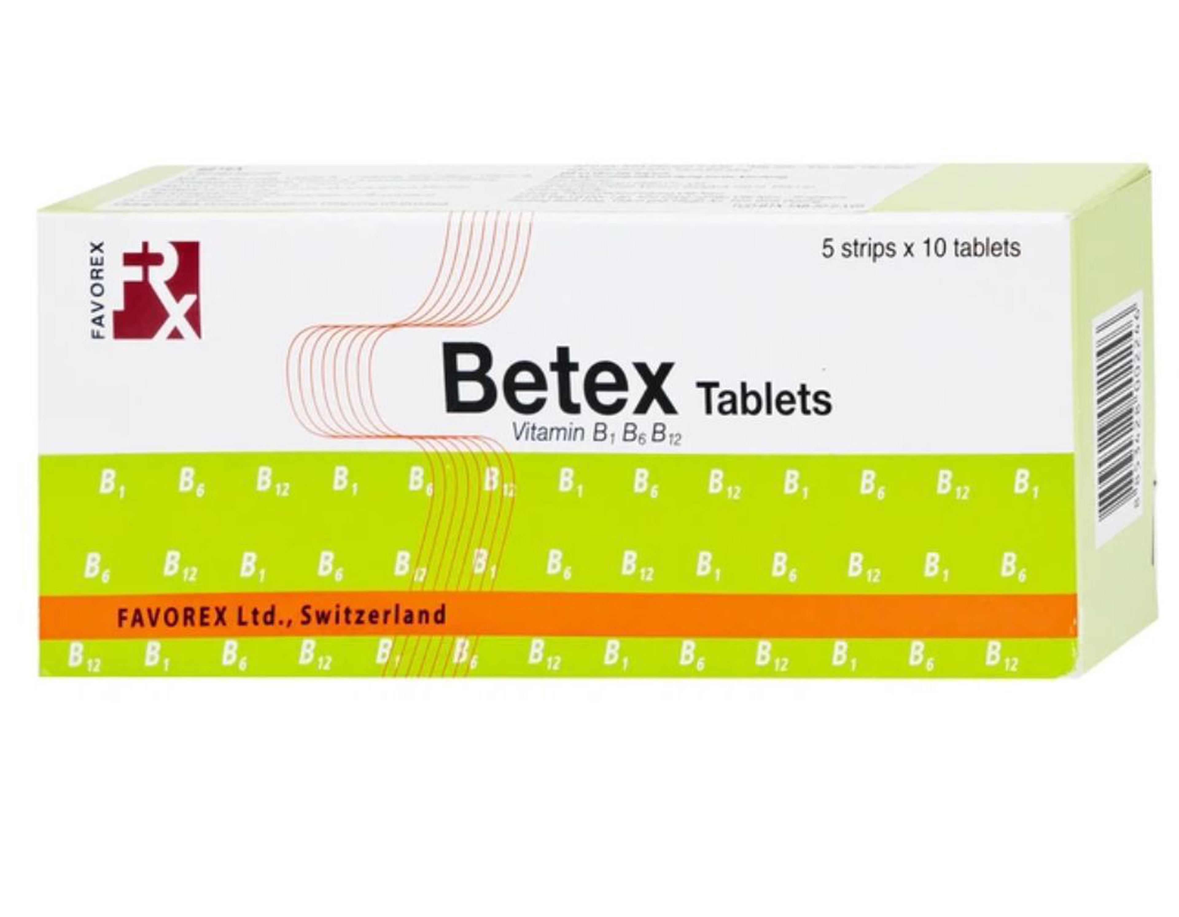 Thuốc Betex Tab bổ sung vitamin B1, B6, B12 (5 vỉ * 10 viên)