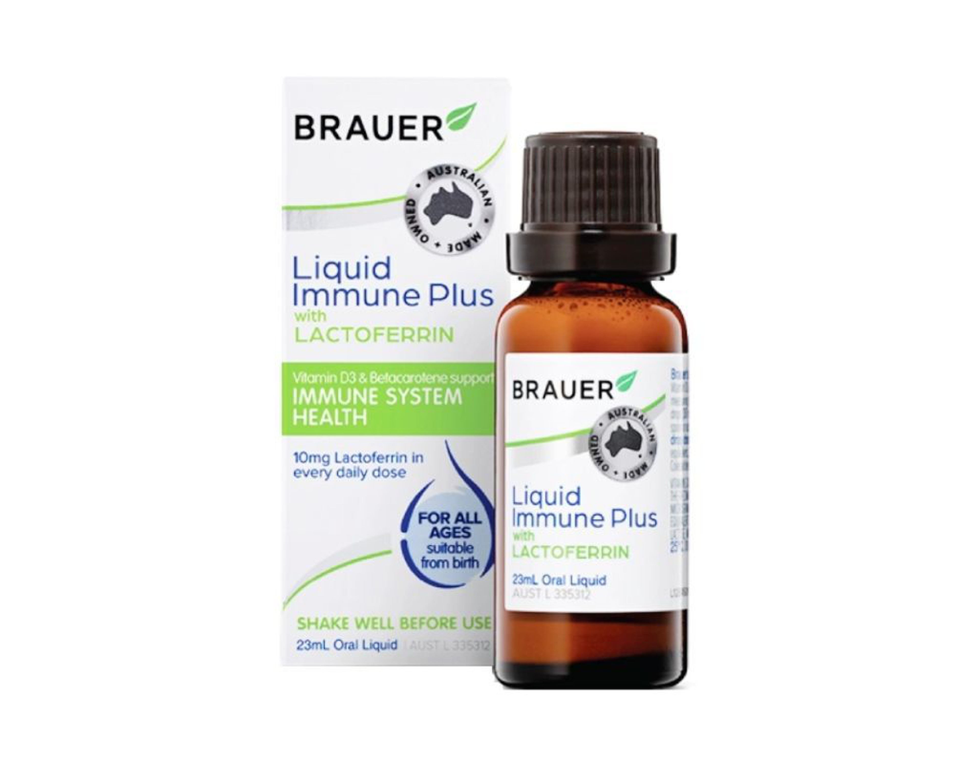 Siro Brauer Liquid Immune Plus With Lactoferrin hỗ trợ tăng sức đề kháng (Hộp 1 lọ 23ml)