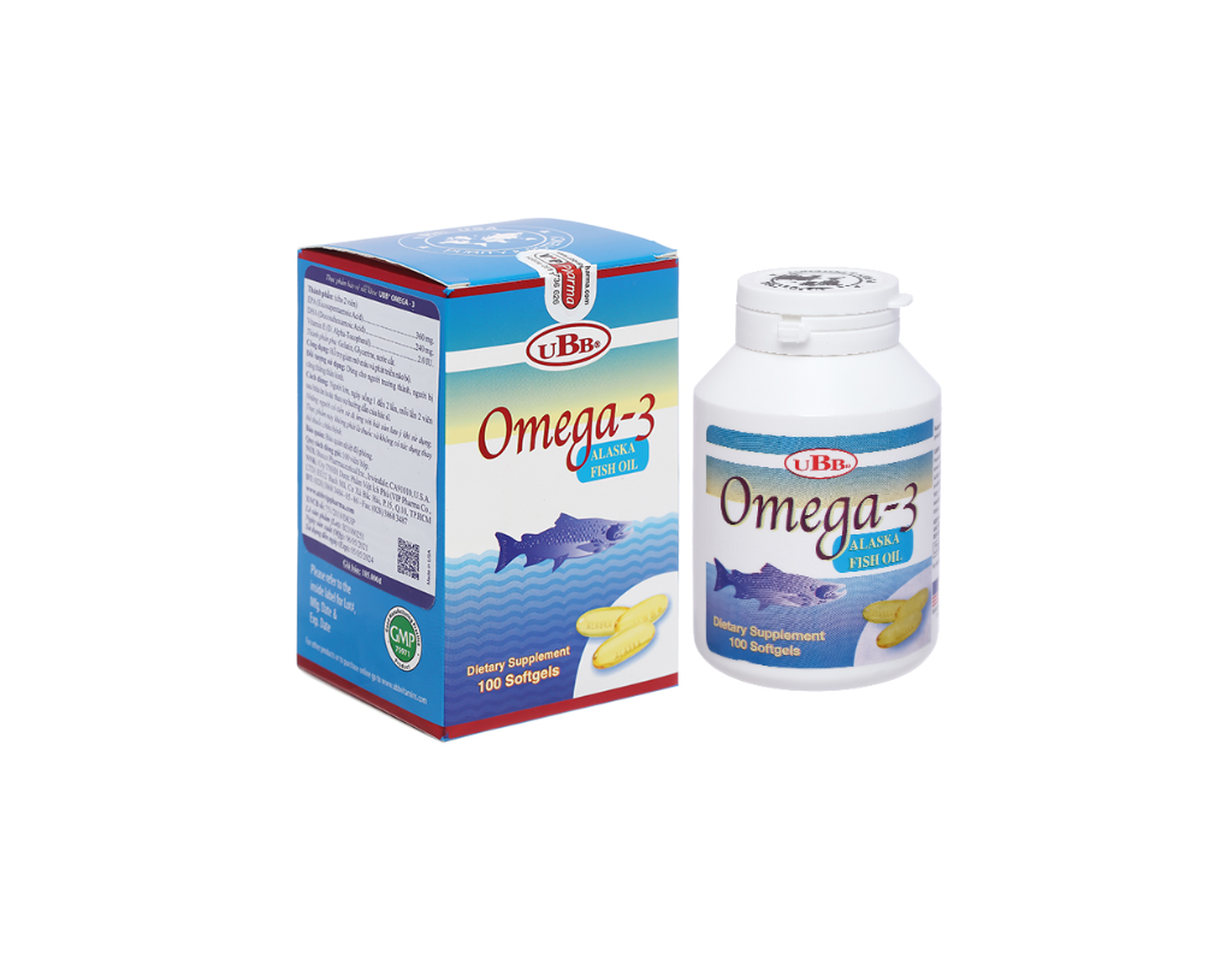 Dầu cá Omega-3 Cap UBB hỗ trợ tuần hoàn, tốt cho mắt và não bộ (Lọ 100 viên)