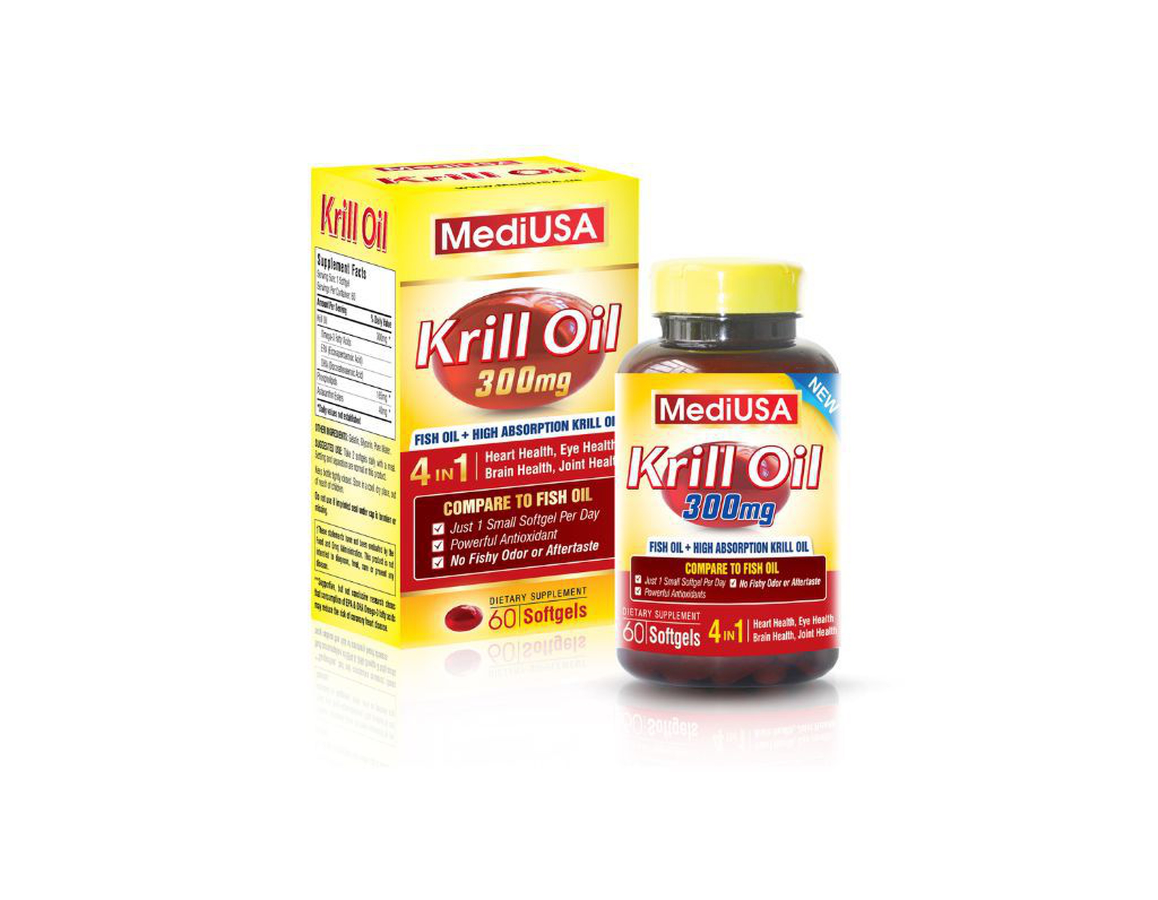 Thực Phẩm Bảo Vệ Sức Khỏe MediUSA Krill Oil 300mg hỗ trợ giảm viêm. tăng cường sức khỏe tim mạch(hộp 30 viên )