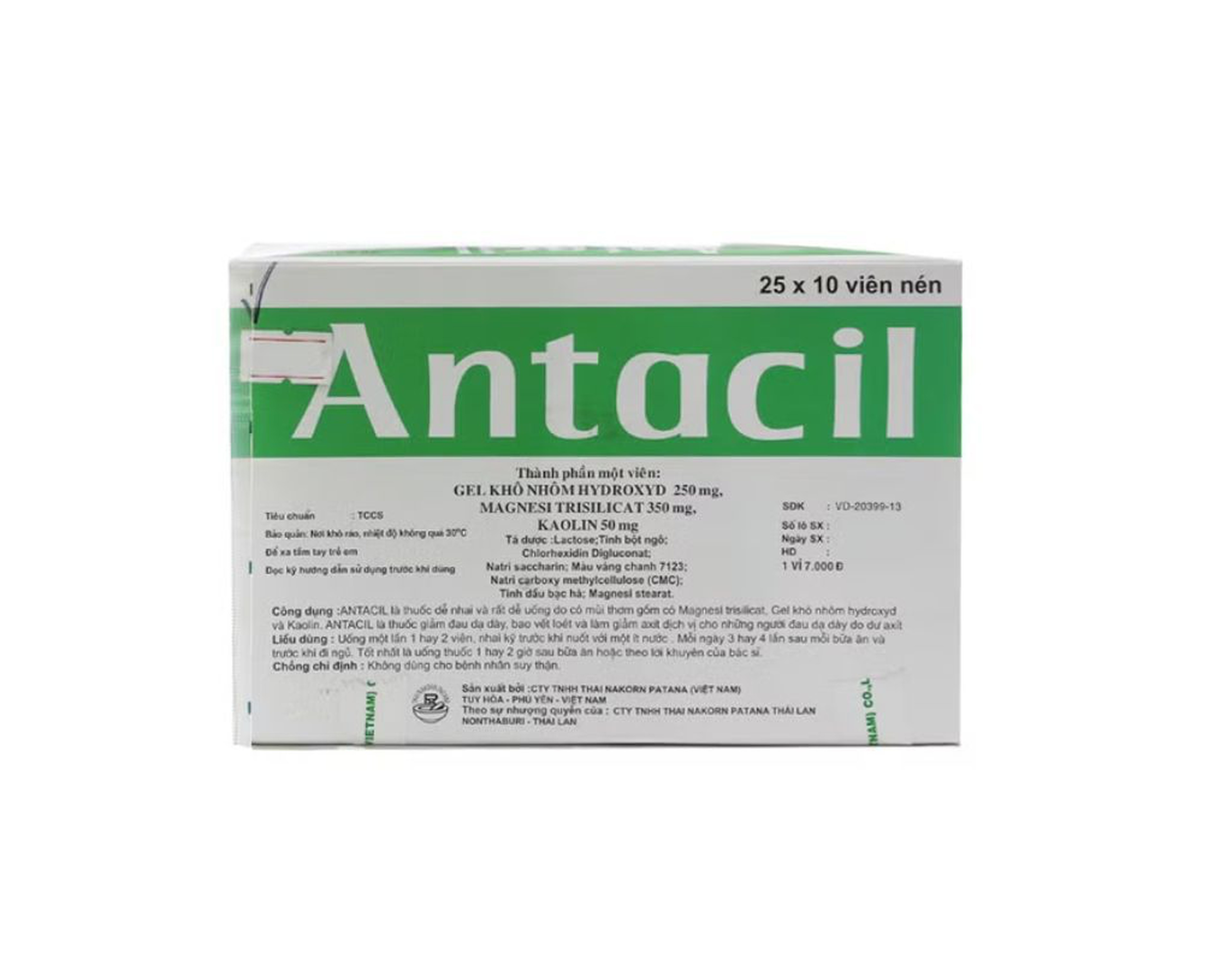 Thuốc Antacil điều trị viêm loét dạ dày tá tràng (Hộp 25 vỉ x 10 viên nén)