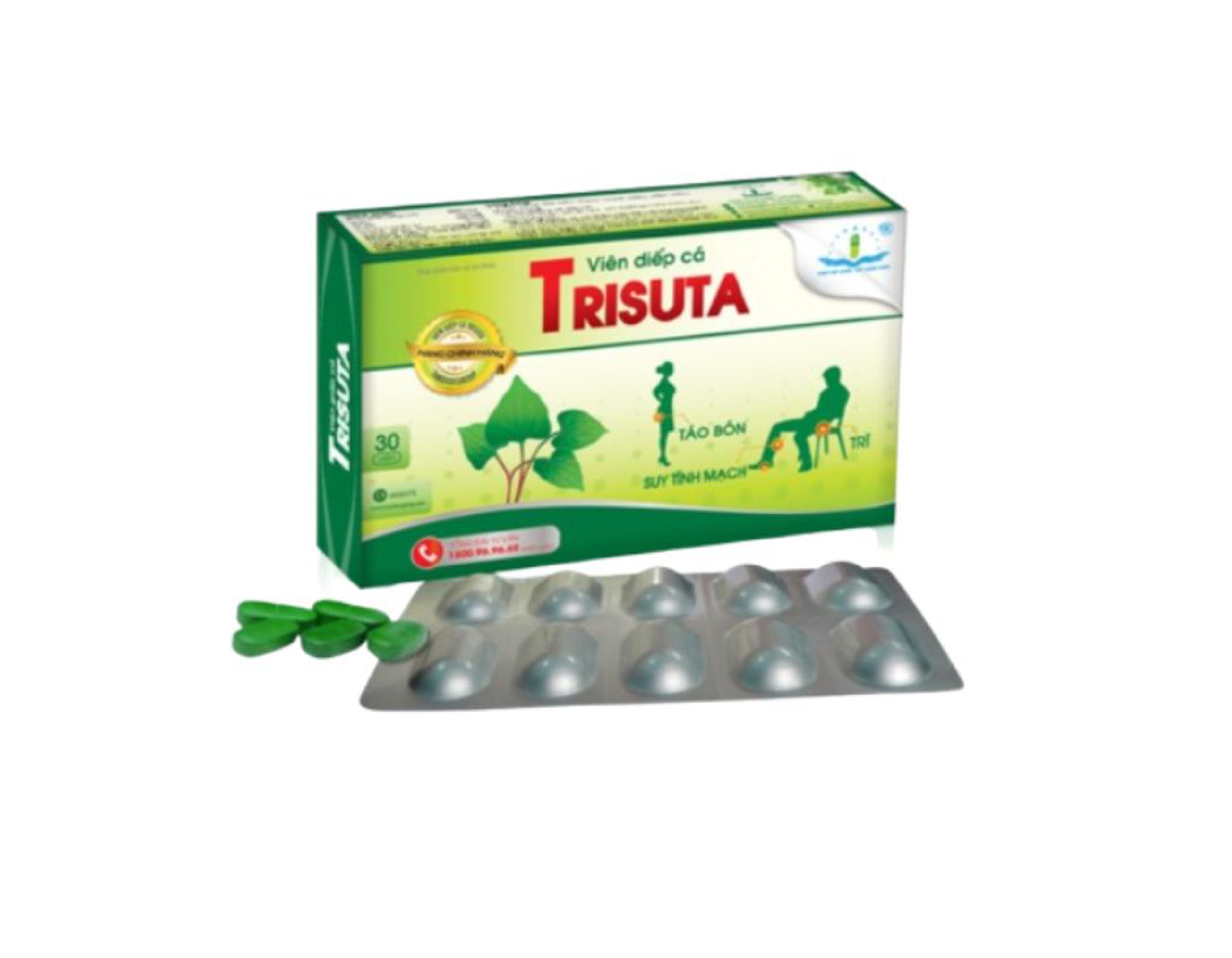 Viên diếp cá Trisuta Tab điều trị giãn tĩnh mạch, trị trĩ (Hộp 3 vỉ x 10 viên)