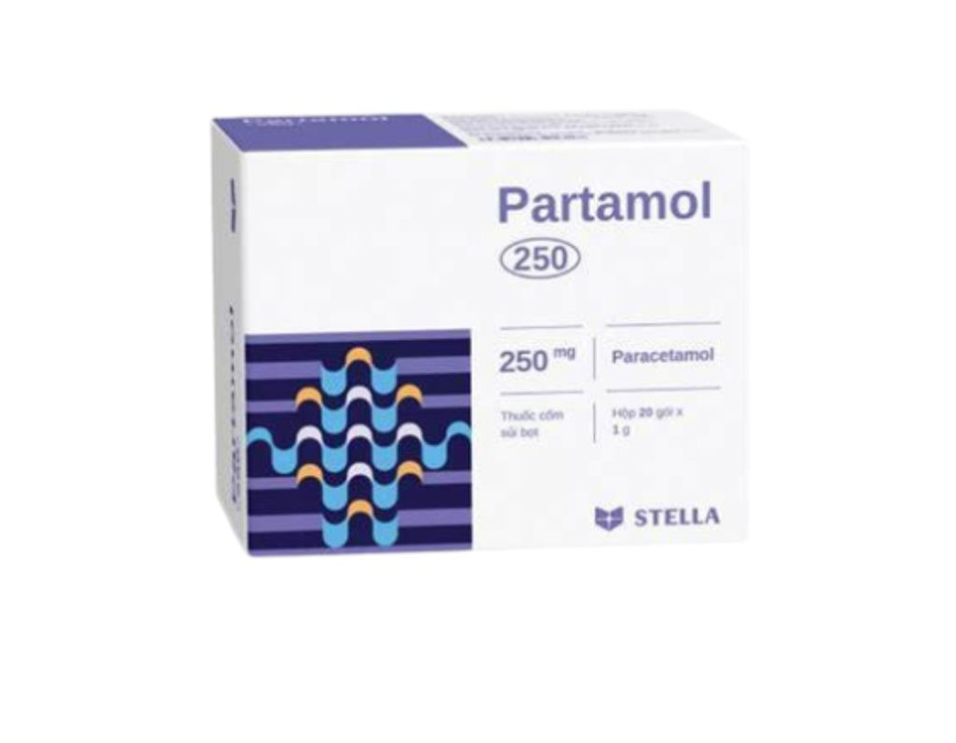 Thuốc Partamol 250mg giảm cơn đau và sốt từ nhẹ đến vừa (Hộp 20 gói)        