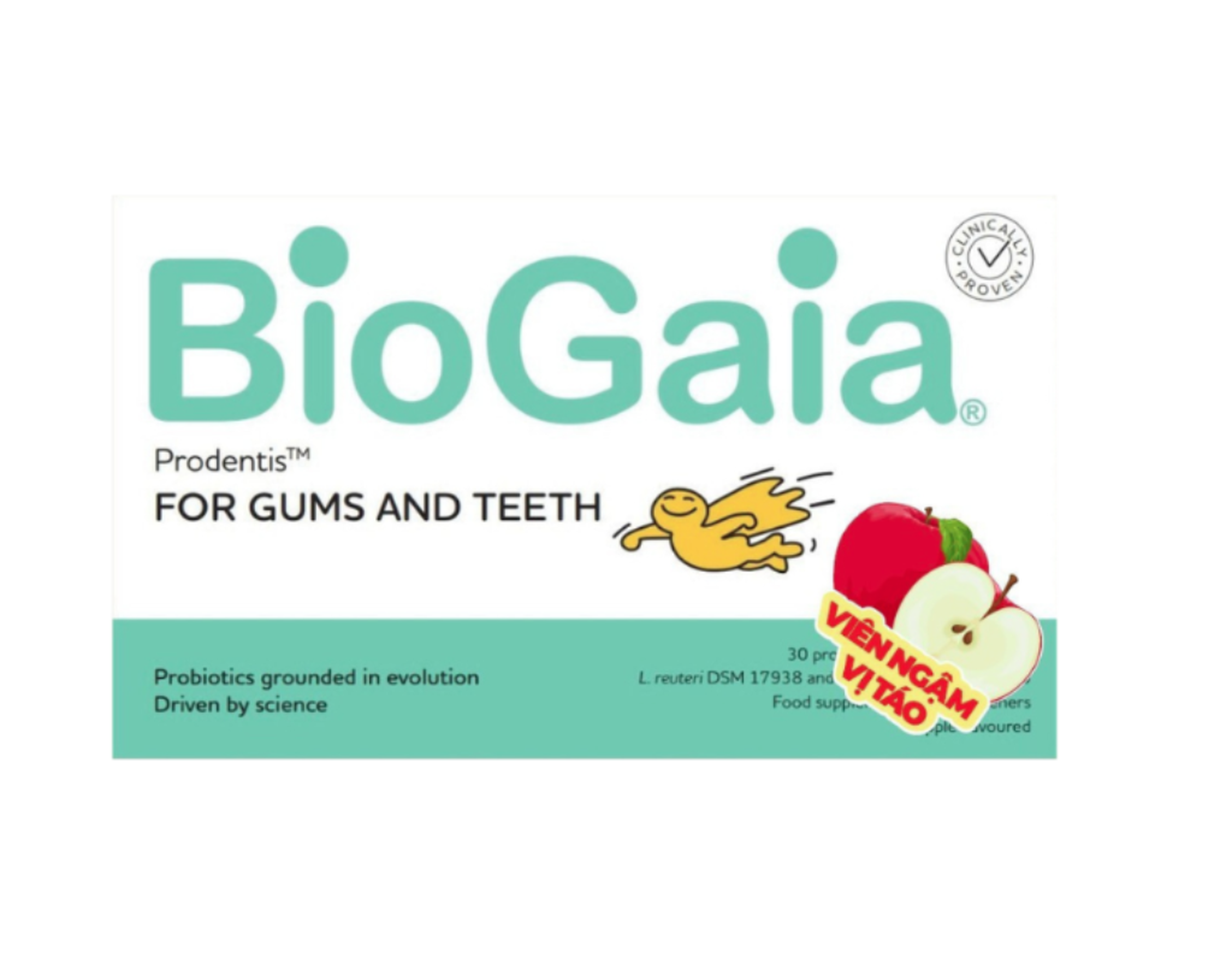 Viên ngậm BioGaia Prodentis Lozenges vị táo cải thiện tình trạng răng miệng và tiêu hóa đường ruột (Hộp 3 vỉ x 10 viên)