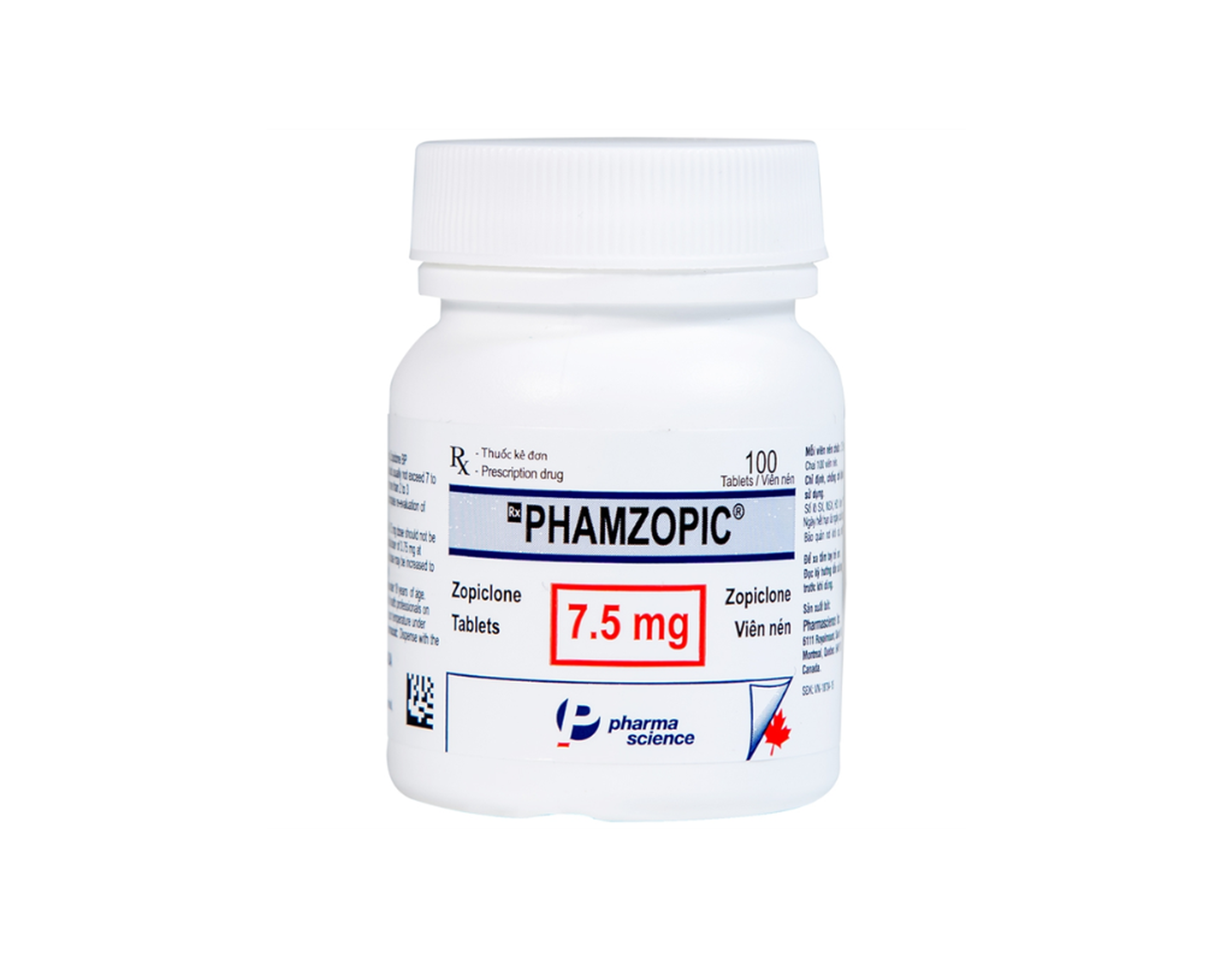 Thuốc Phamzopic 7.5mg điều trị rối loạn giấc ngủ (Lọ 100 viên nén)