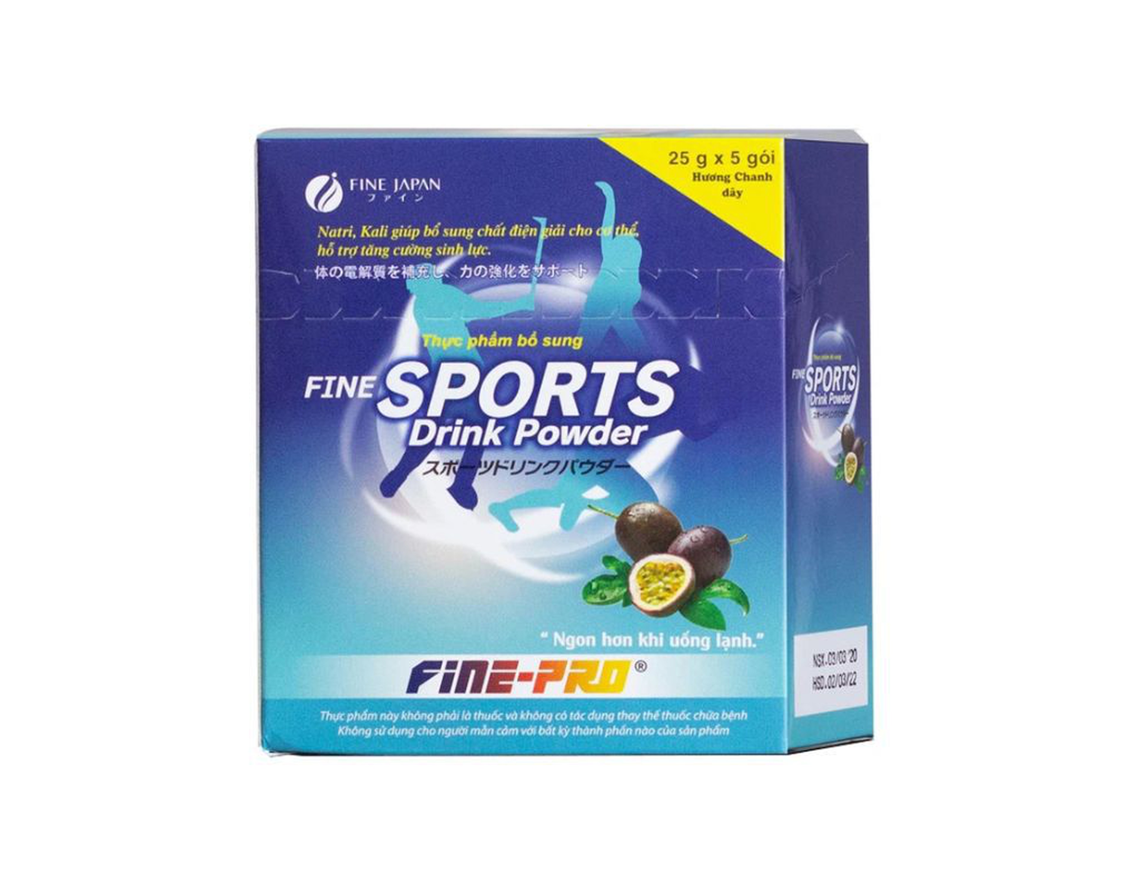 Bột pha Fine Sports Drink Powder hương chanh dây tăng cường thể lực, giảm mệt mỏi, ngăn ngừa mất nước (Hộp 5 gói)