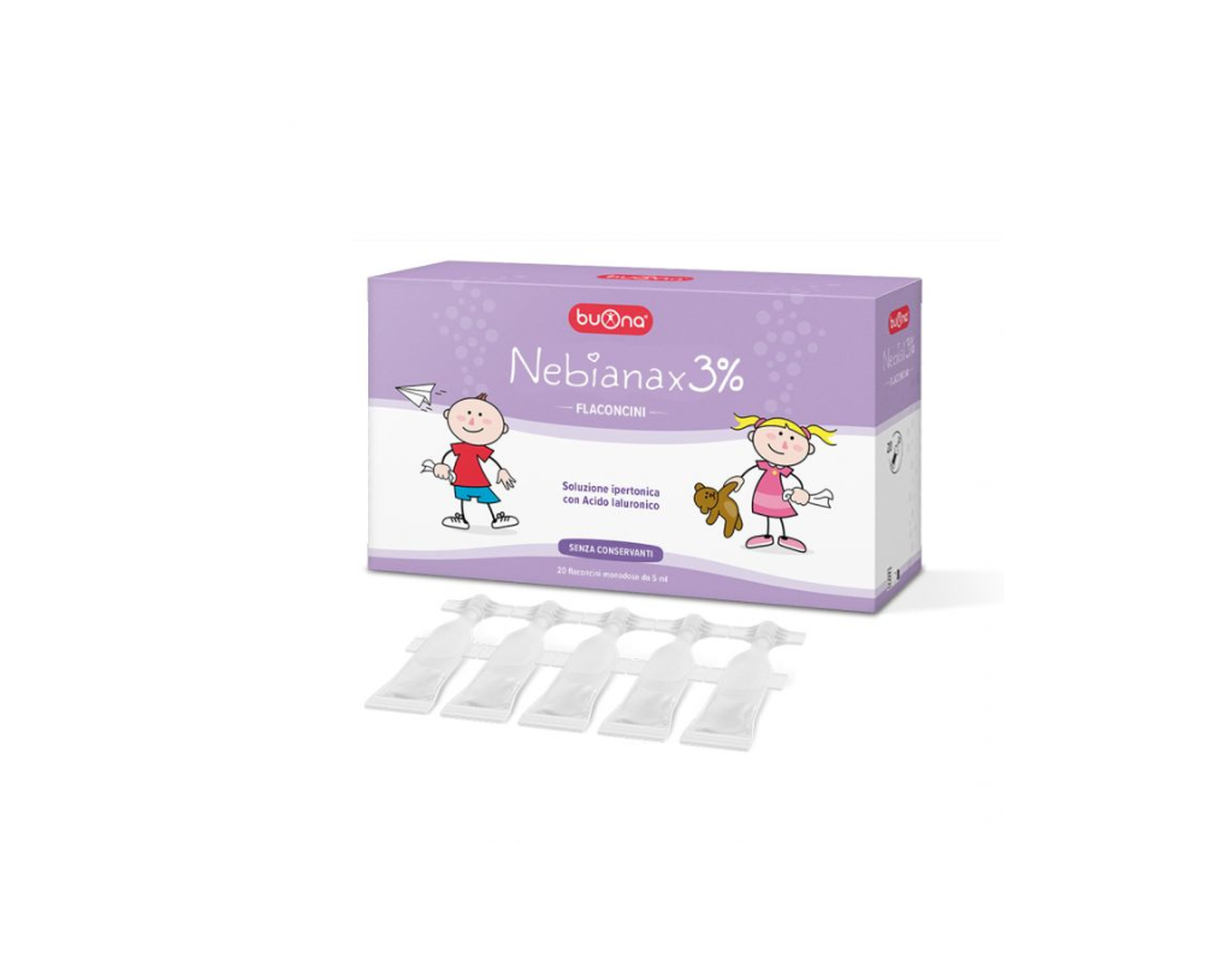 Dung dịch nhỏ mũi Buona Nebial 3% giảm khô, chống sung huyết mũi (Hộp 20 ống 5ml)