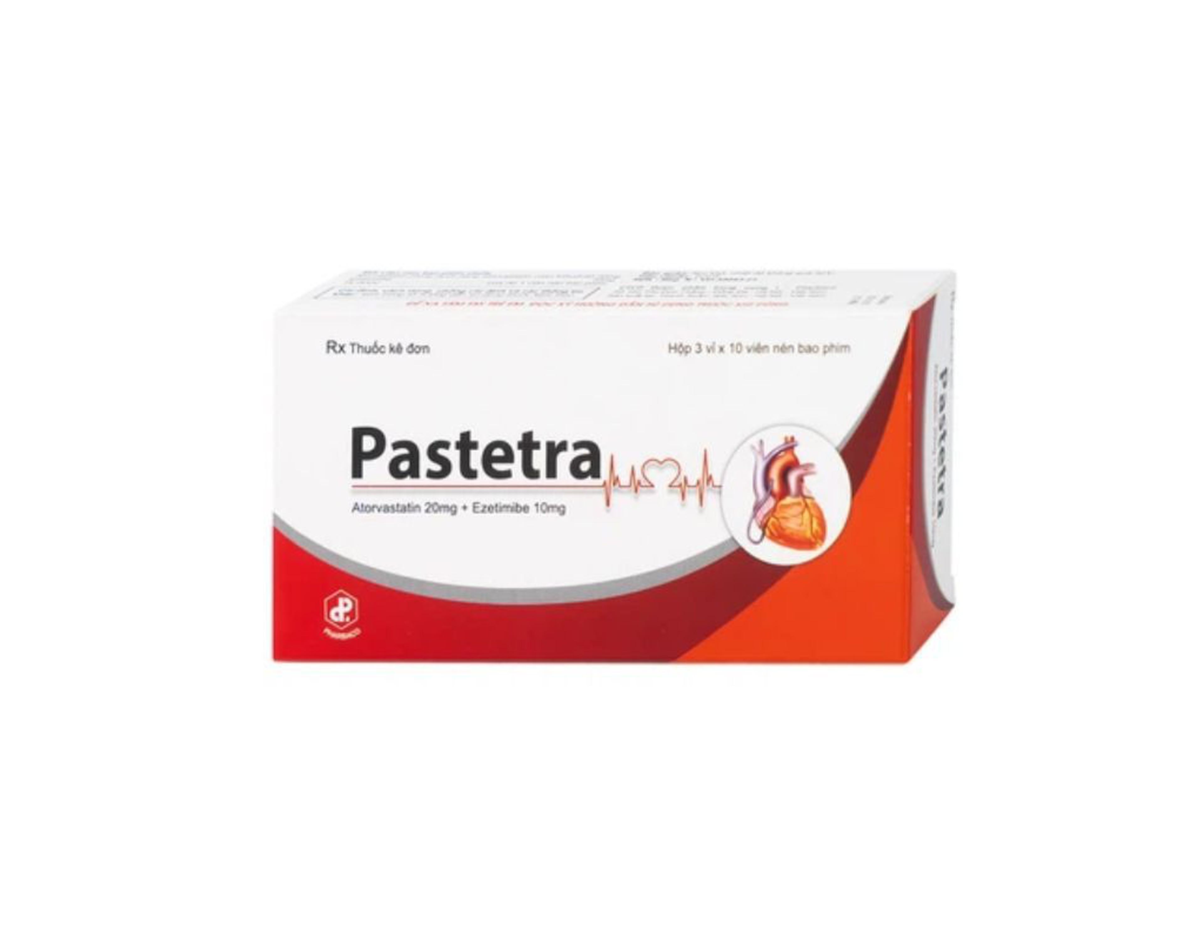 Thuốc Pastetra Pharbaco phòng ngừa các bệnh tim mạch, tăng cholesterol máu (Hộp 3 vỉ x 10 viên)
