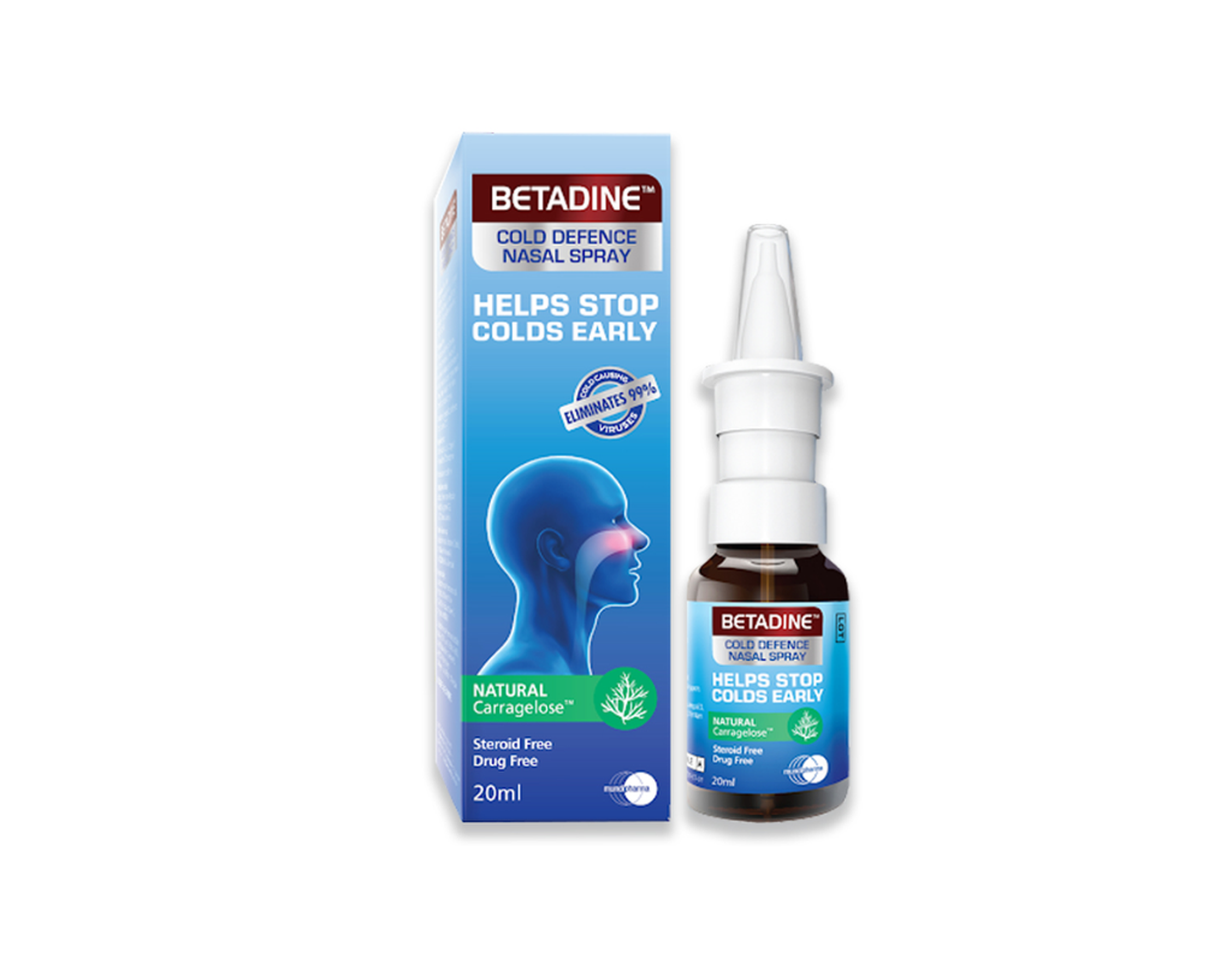 Xịt mũi Betadine Cold Defence Nasal Spray hỗ trợ điều trị cảm lạnh, cảm cúm (Hộp 1 chai 20ml)