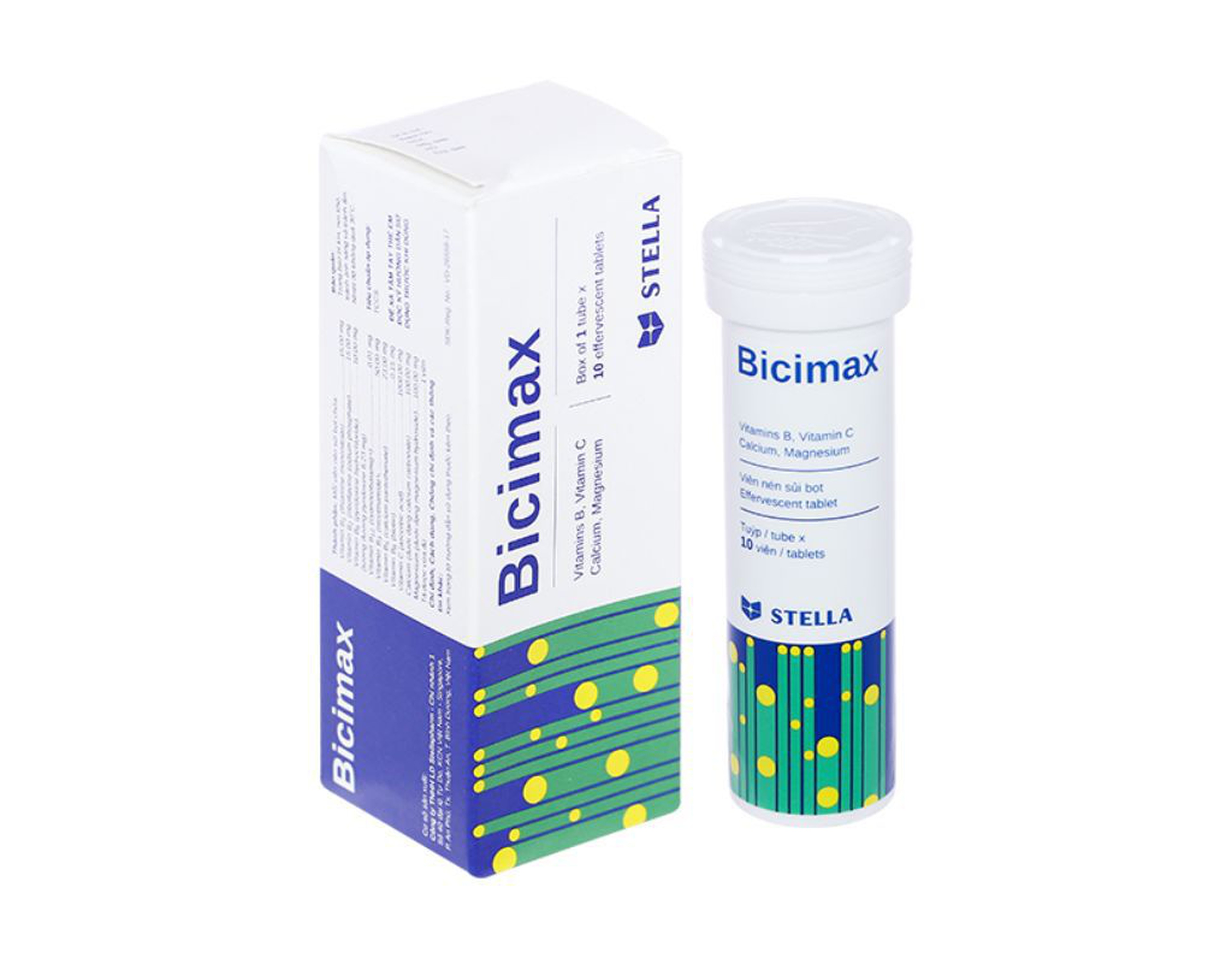 Bicimax bổ sung vitamin nhóm B, vitamin C, canxi và magie (tuýp 10 viên)