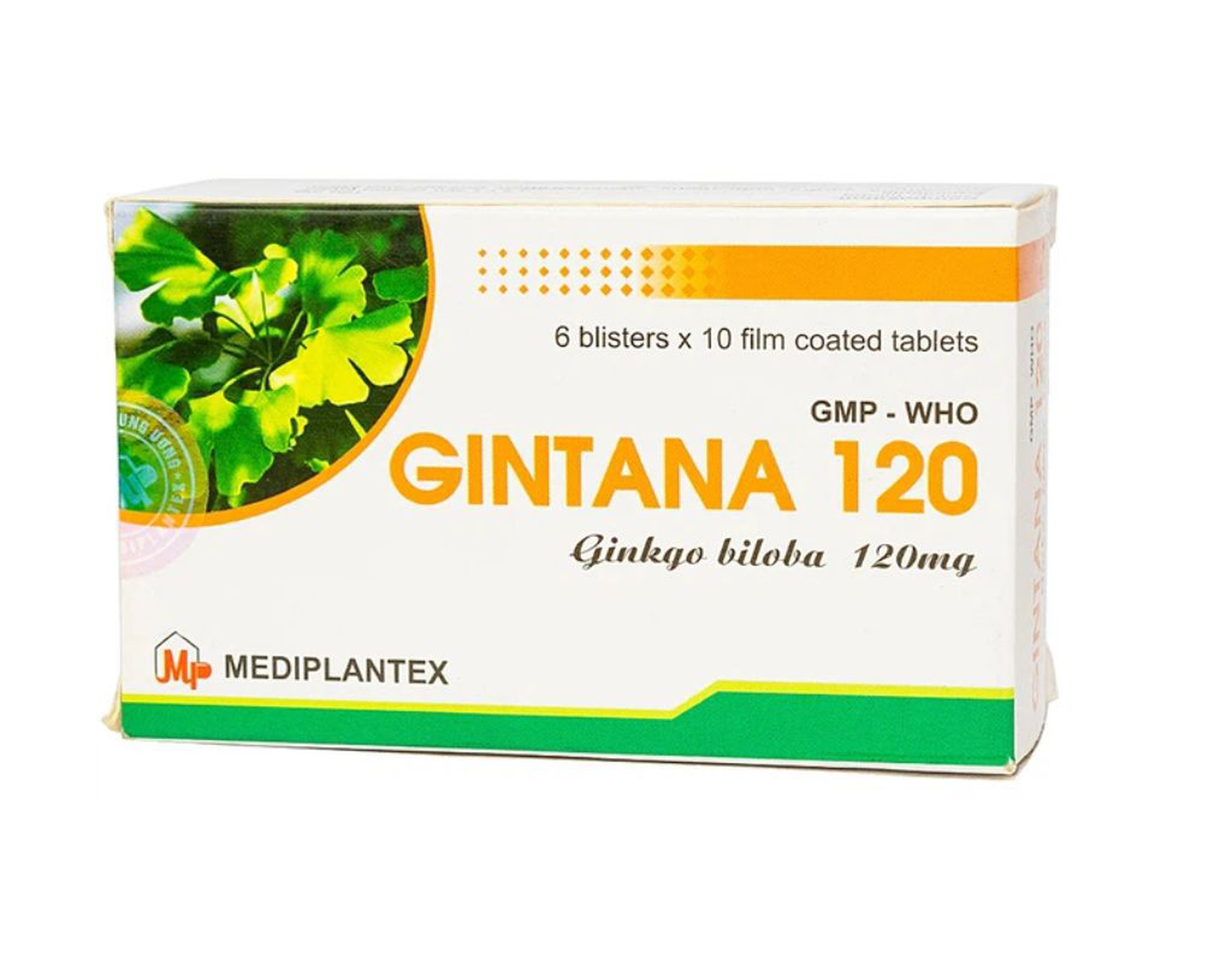 Thuốc Gintana 120 Mediplantex điều trị tai biến mạch máu não, thiểu năng tuần hoàn não (6 vỉ x 10 viên)