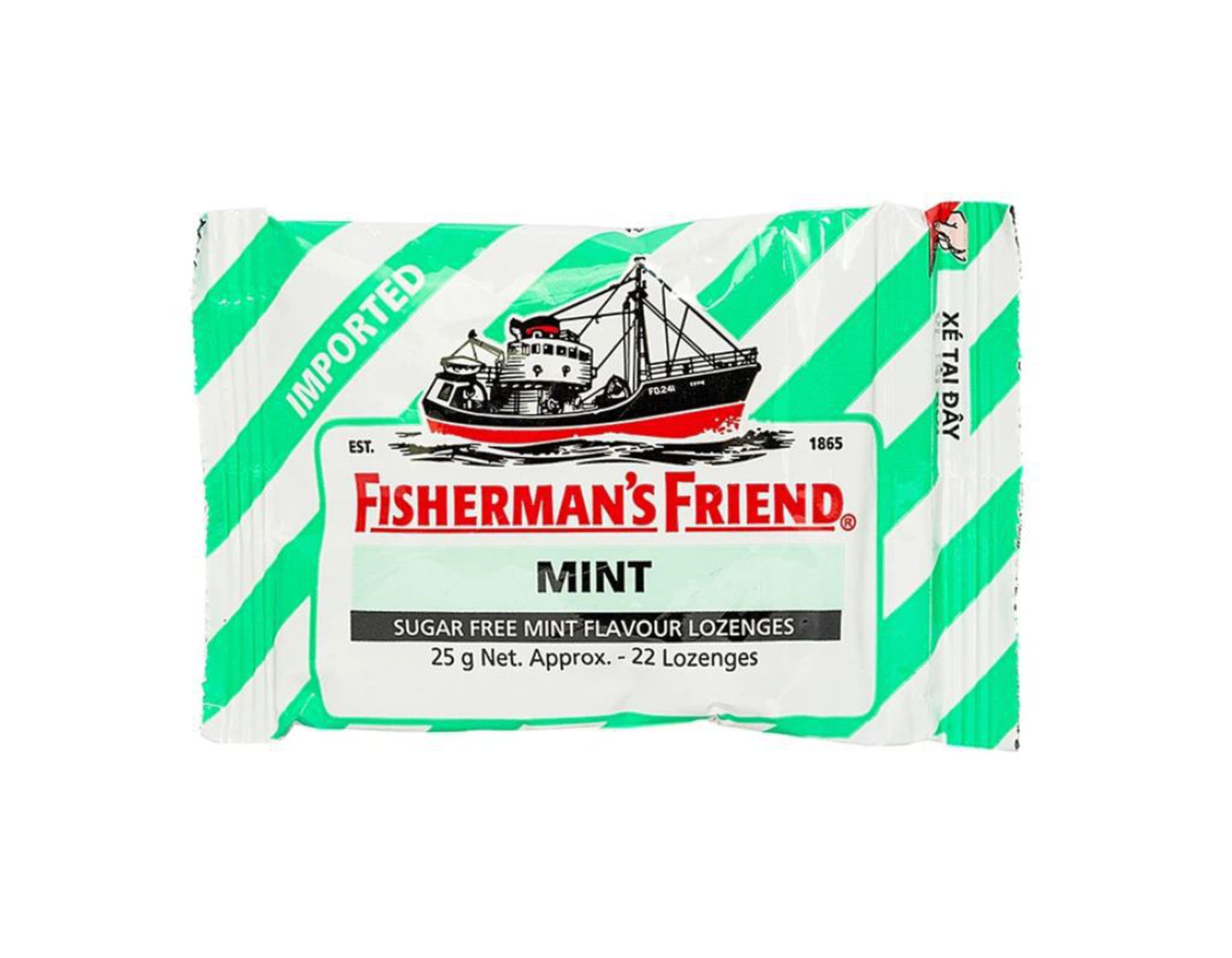 Kẹo con tàu Fisherman's Friend vị quýt thông cổ, mát họng, thông mũi (Hộp 24 Gói x 25g)