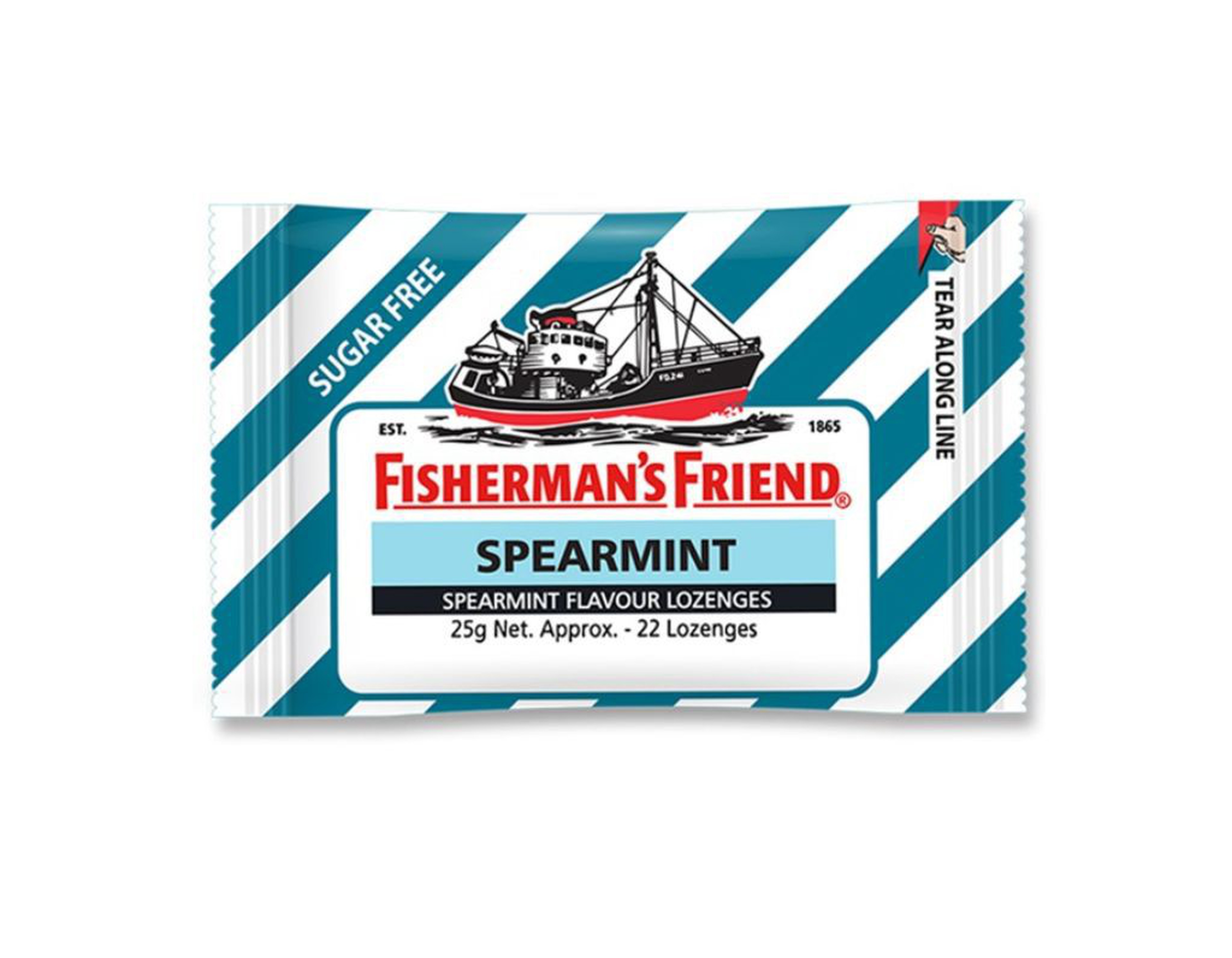 Kẹo con tàu Fisherman's Friend vị spearmint thông cổ, mát họng, thông mũi (Hộp 24 Gói x 25g)