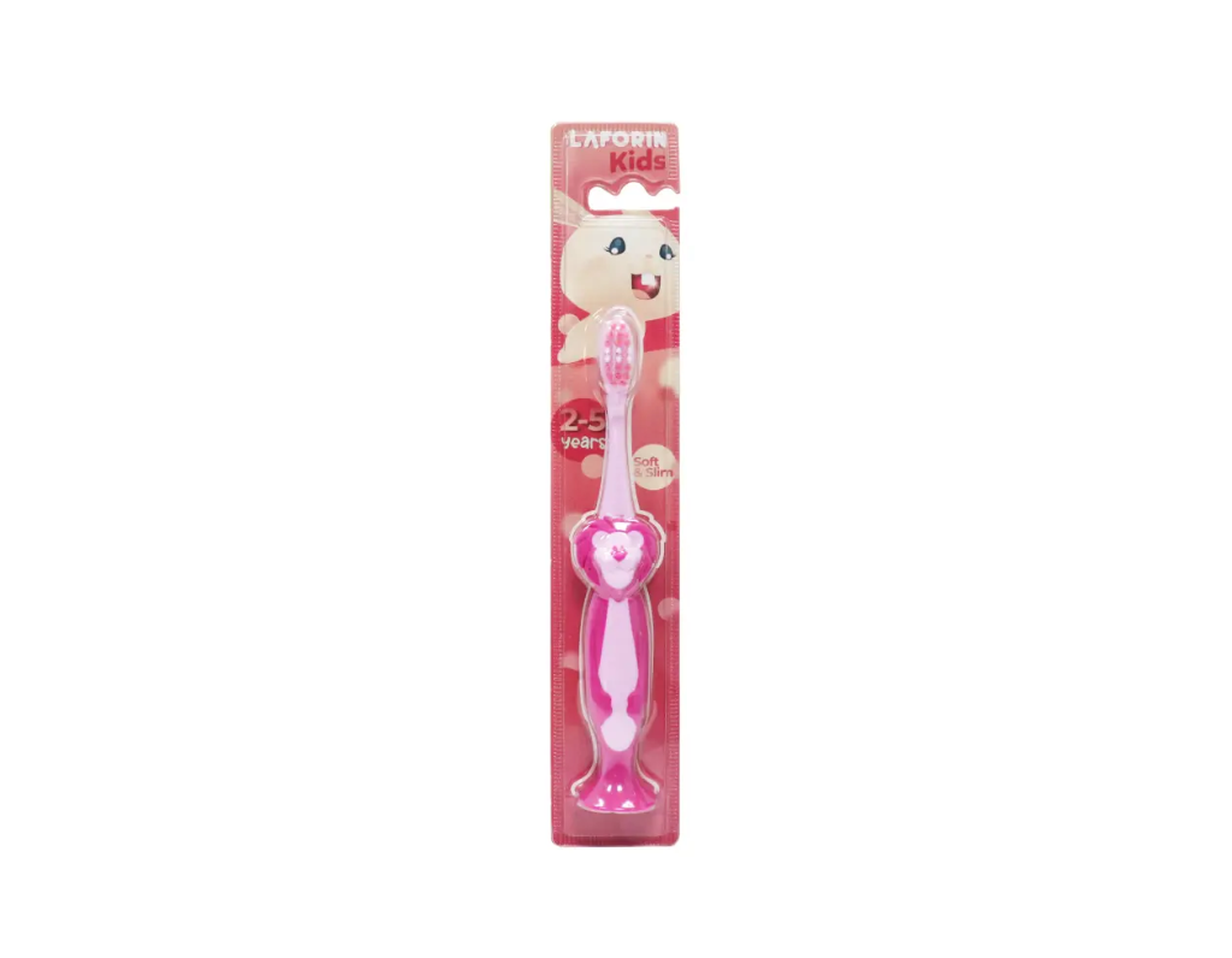 Bàn chải đánh răng Laforin Kids màu hồng lông cotton siêu mềm cho bé tập đánh răng từ 1 tuổi (Vỉ 1 chiếc)