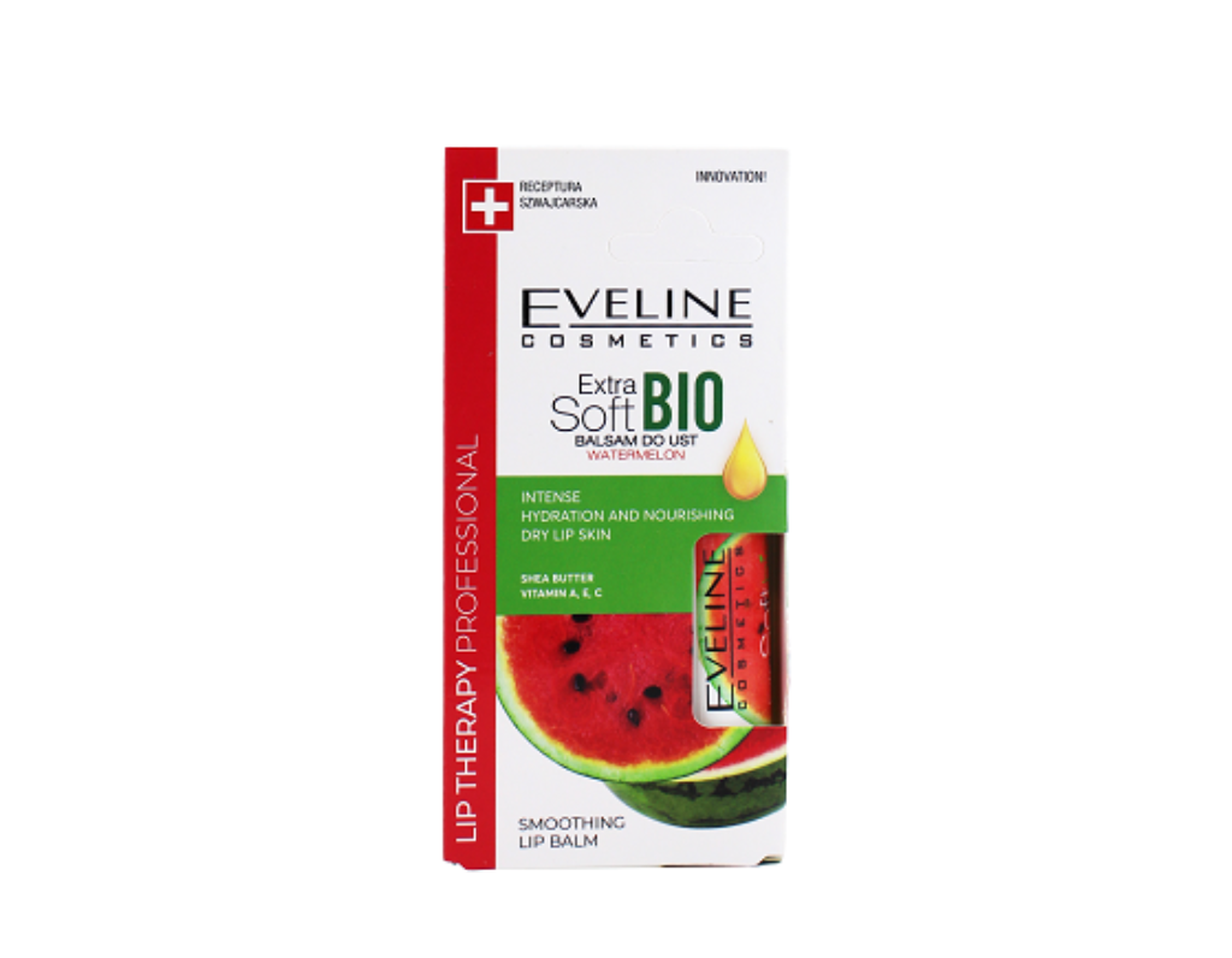 Son dưỡng Eveline Extrasoft Bio hương dưa hấu giúp dưỡng ẩm và làm dịu mát môi (Tuýp 4g)