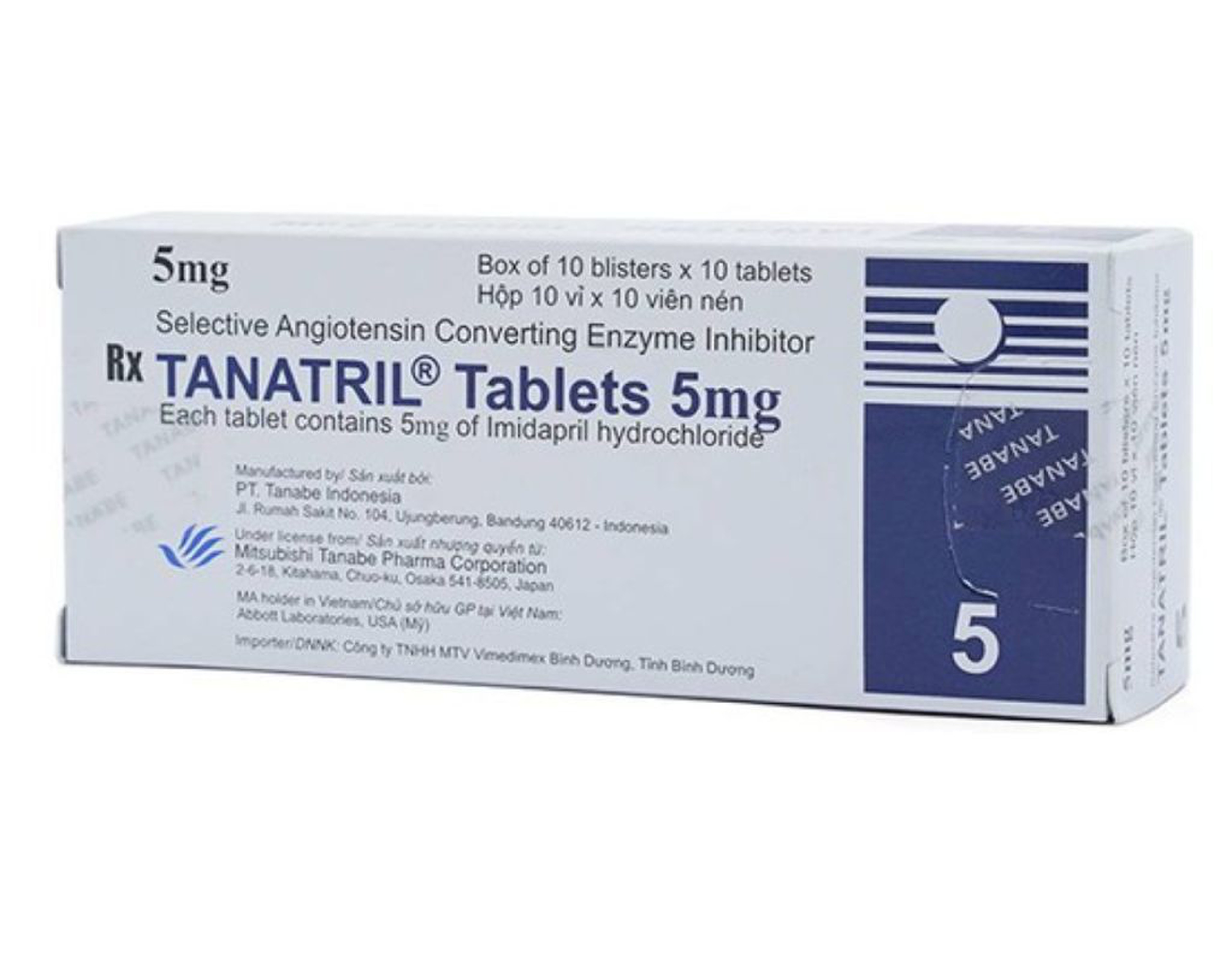 Thuốc Tanatril Tab 5mg điều trị tăng huyết áp vô căn (10 vỉ * 10 viên)
