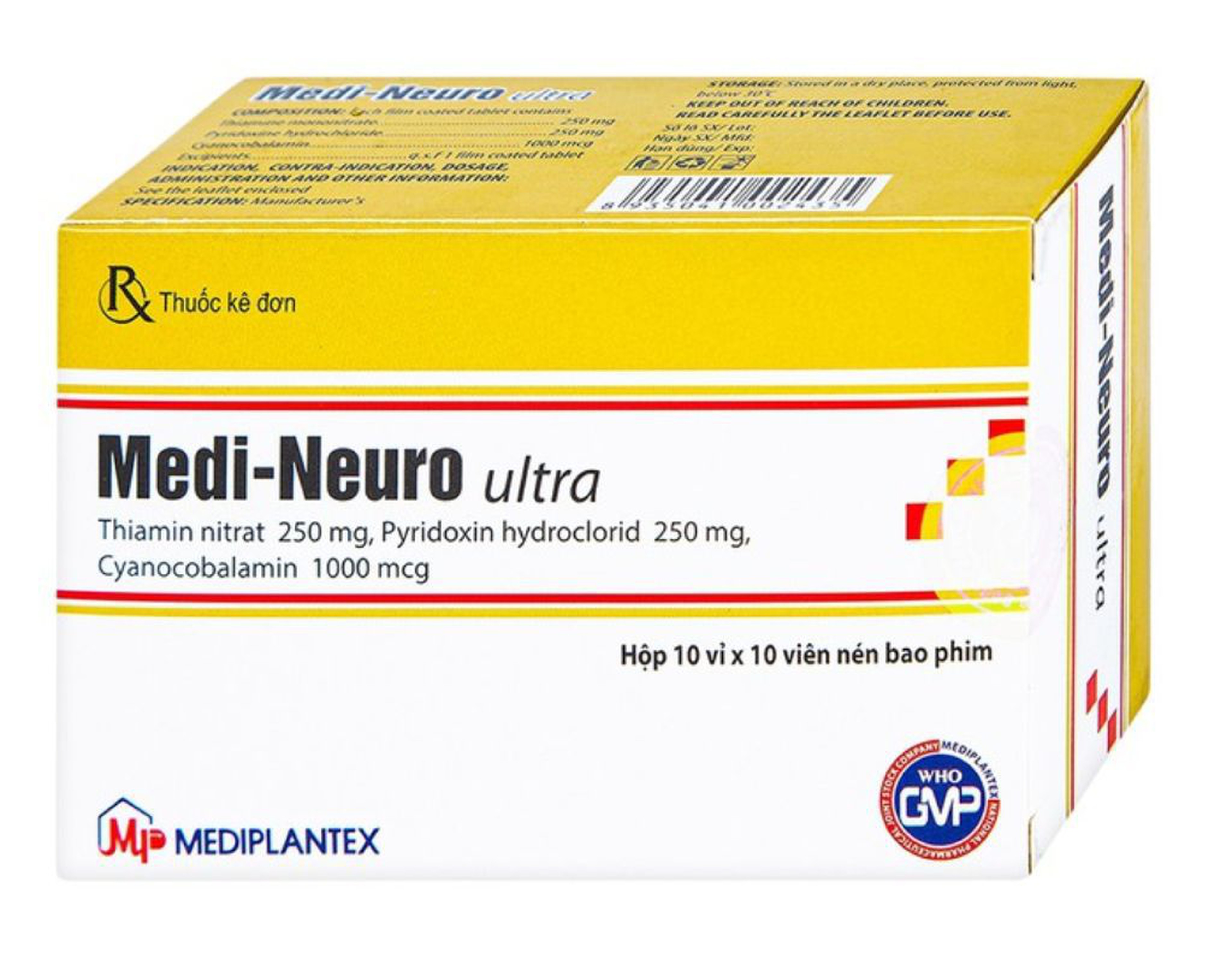 Thuốc Medi-Neuro Ultra Mediplantex điều trị rối loạn thần kinh, nhiễm độc (10 vỉ * 10 viên)