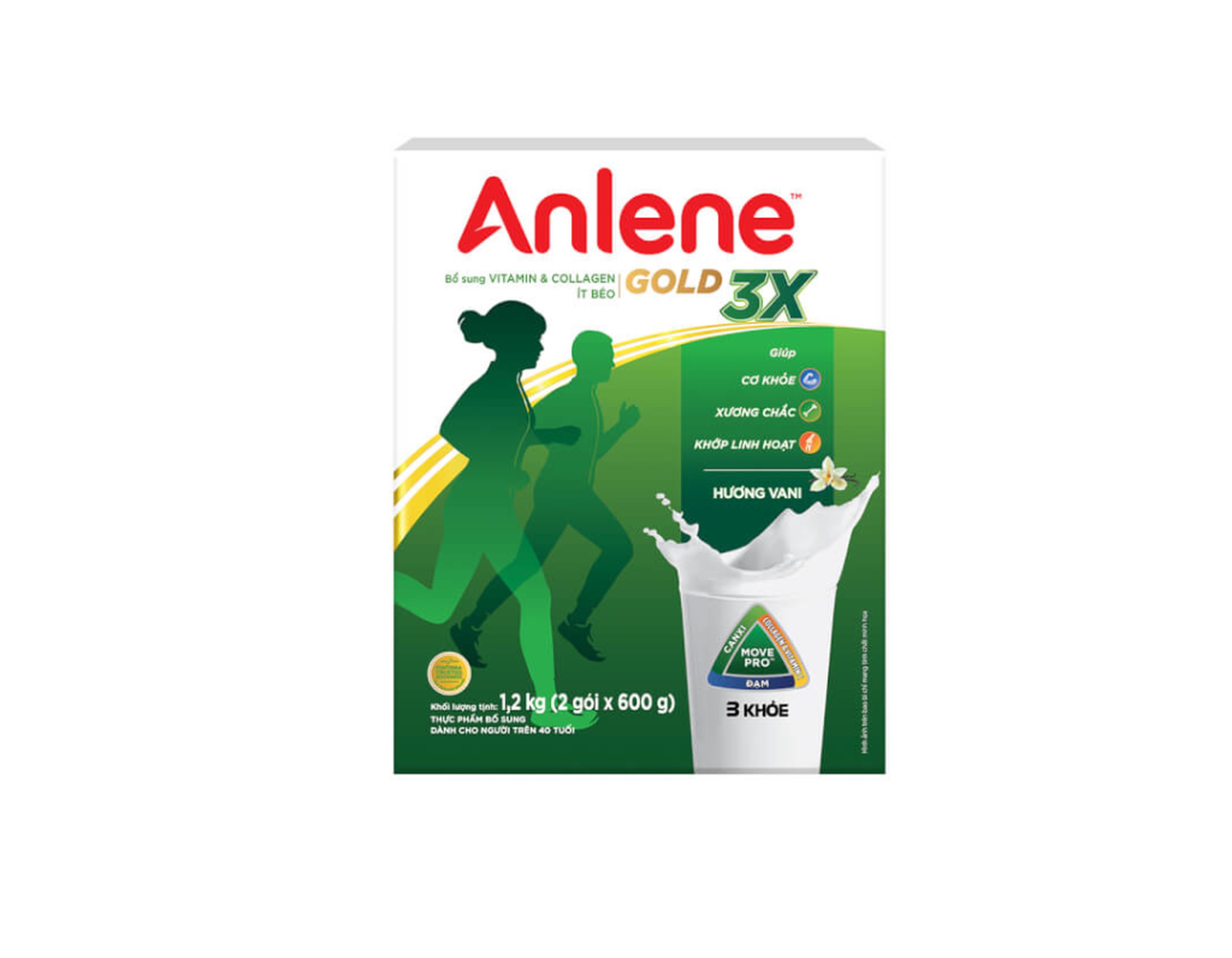 Sữa Anlene Gold 3x hương vani 1.2kg giúp xương chắc khỏe, khớp linh hoạt