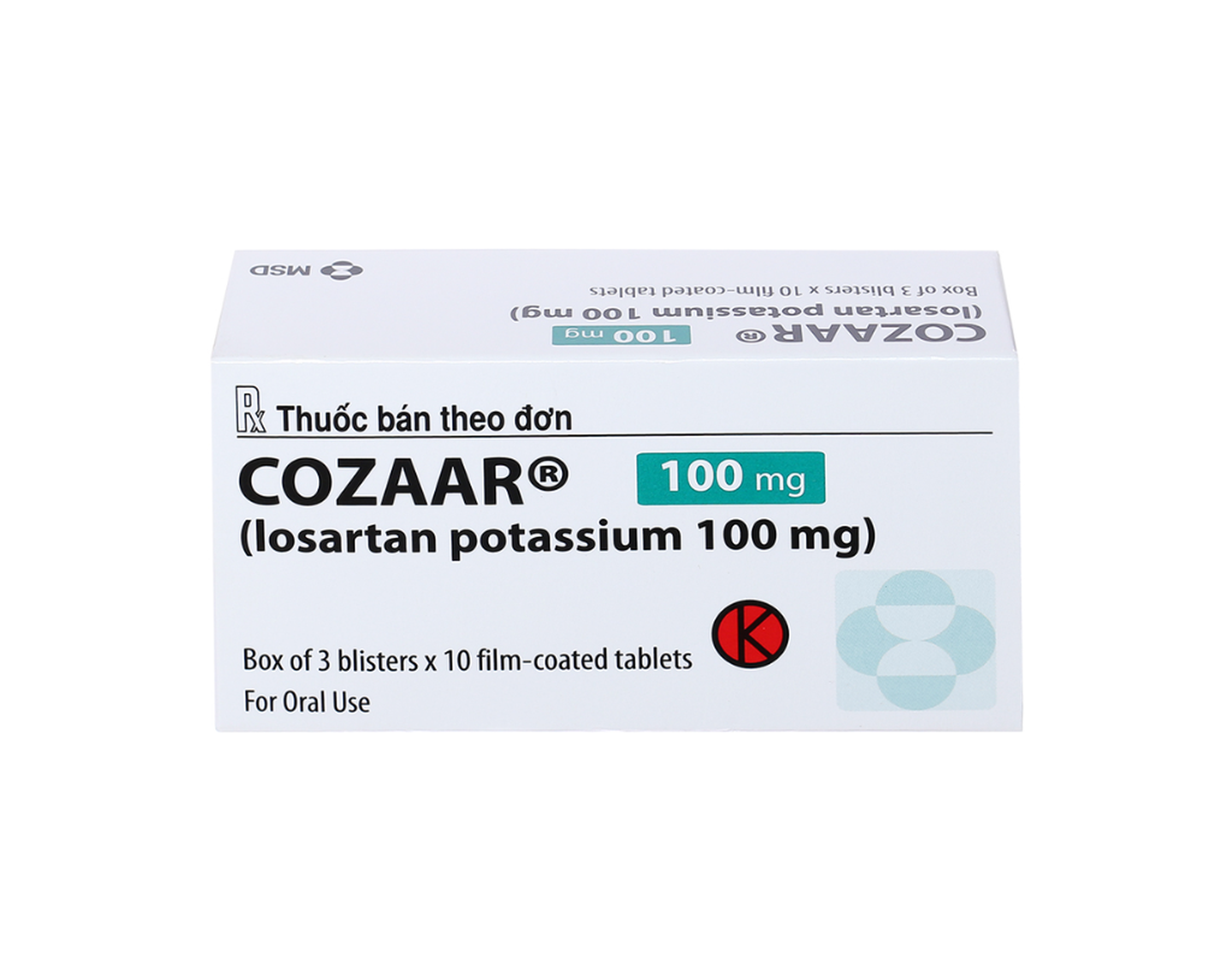 Thuốc Cozaar 100mg điều trị tăng huyết áp (Hộp 3 vỉ x 10 viên)