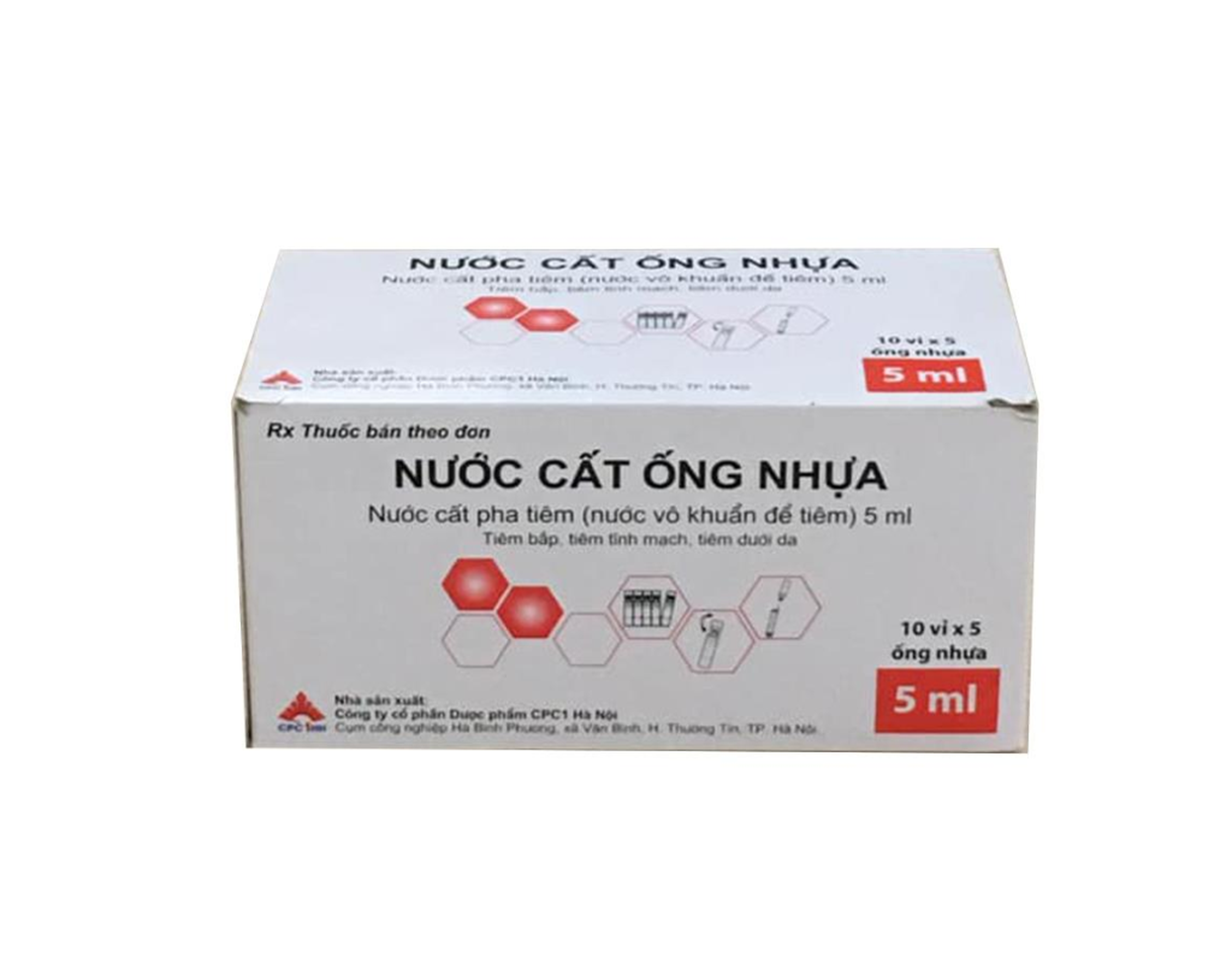 Nước cất ống nhựa 5ml CPC1 hòa tan, pha loãng các chế phẩm thuốc (Hộp 10 vỉ x 5 ống nhựa)