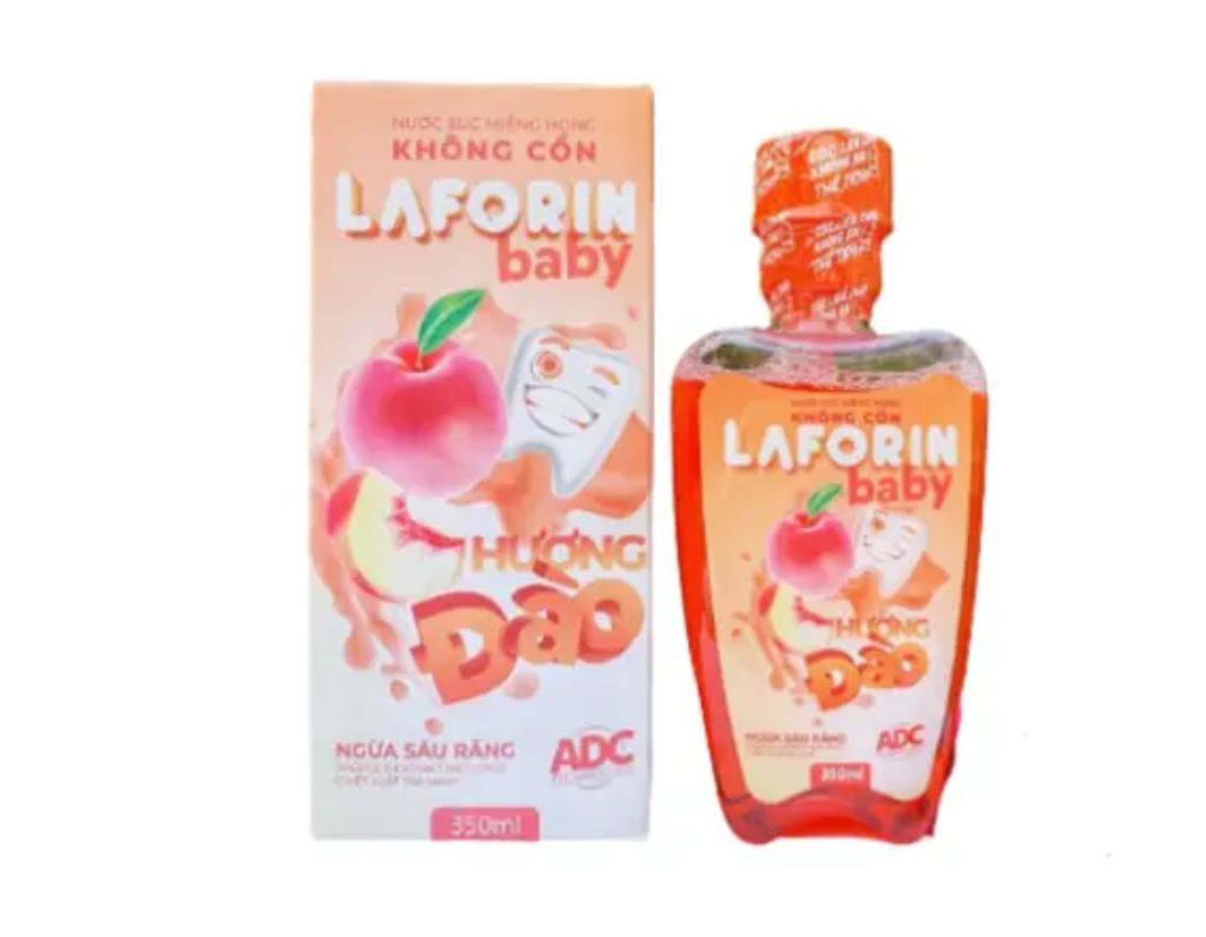 Nước súc miệng trẻ em Laforin Baby hương đào ngăn ngừa sâu răng (Chai 350ml)