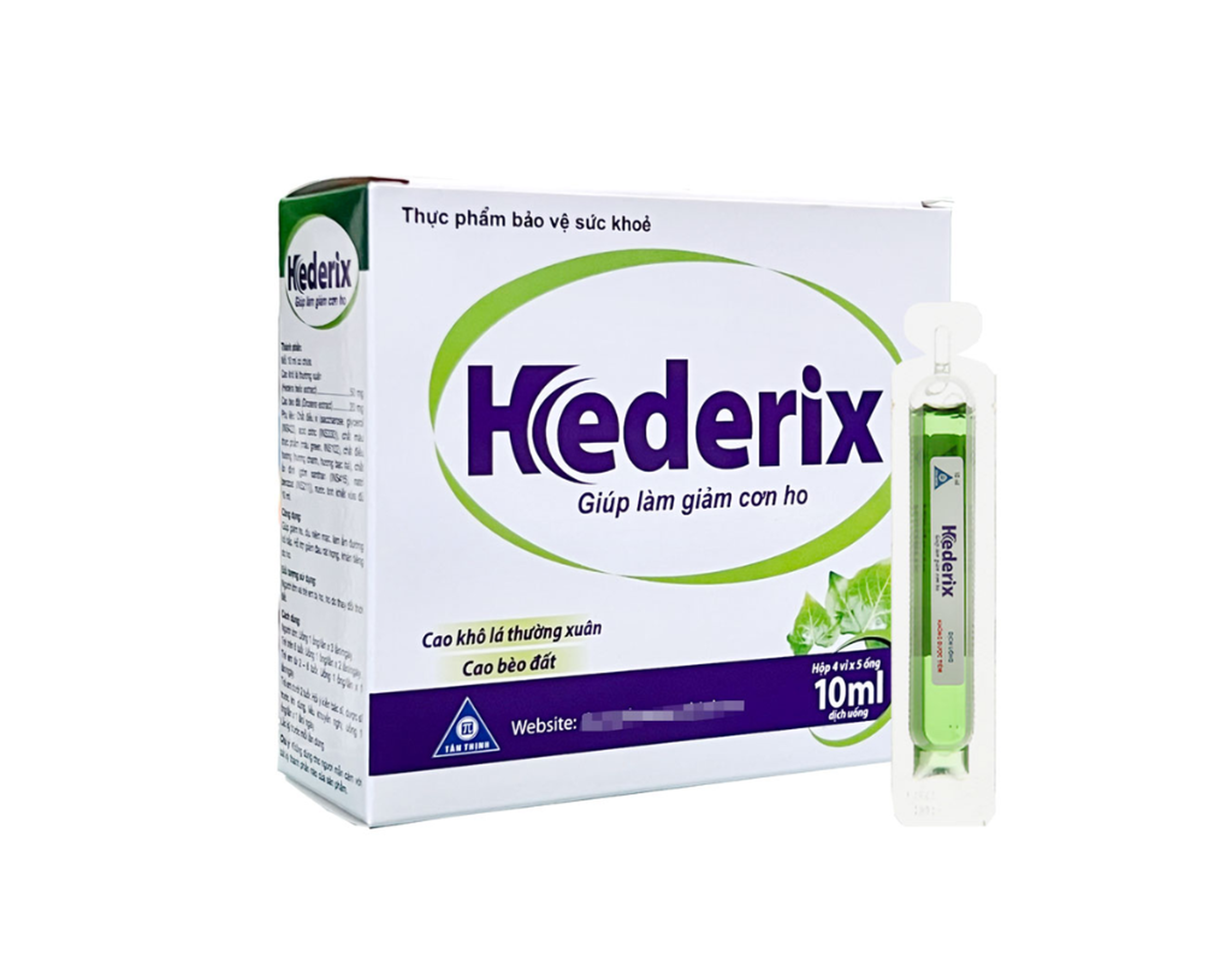Dung dịch uống Hederix hỗ trợ giảm ho, đau rát họng (Hộp 4 vỉ x 5 ống)