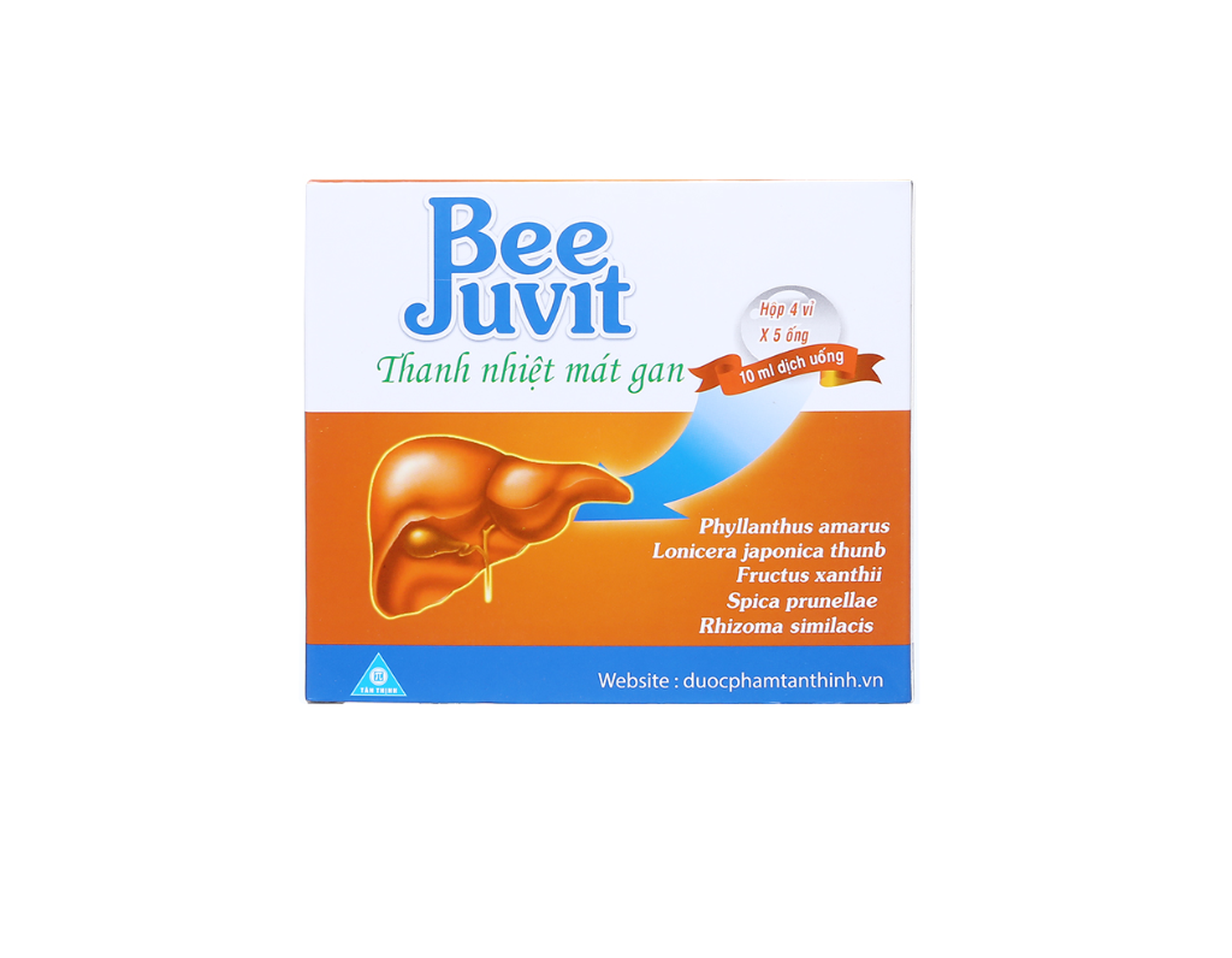 Dung dịch uống Beejuvit Thanh nhiệt mát gan giúp thanh nhiệt, giải độc, mát gan (Hộp 4 vỉ x 5 ống)