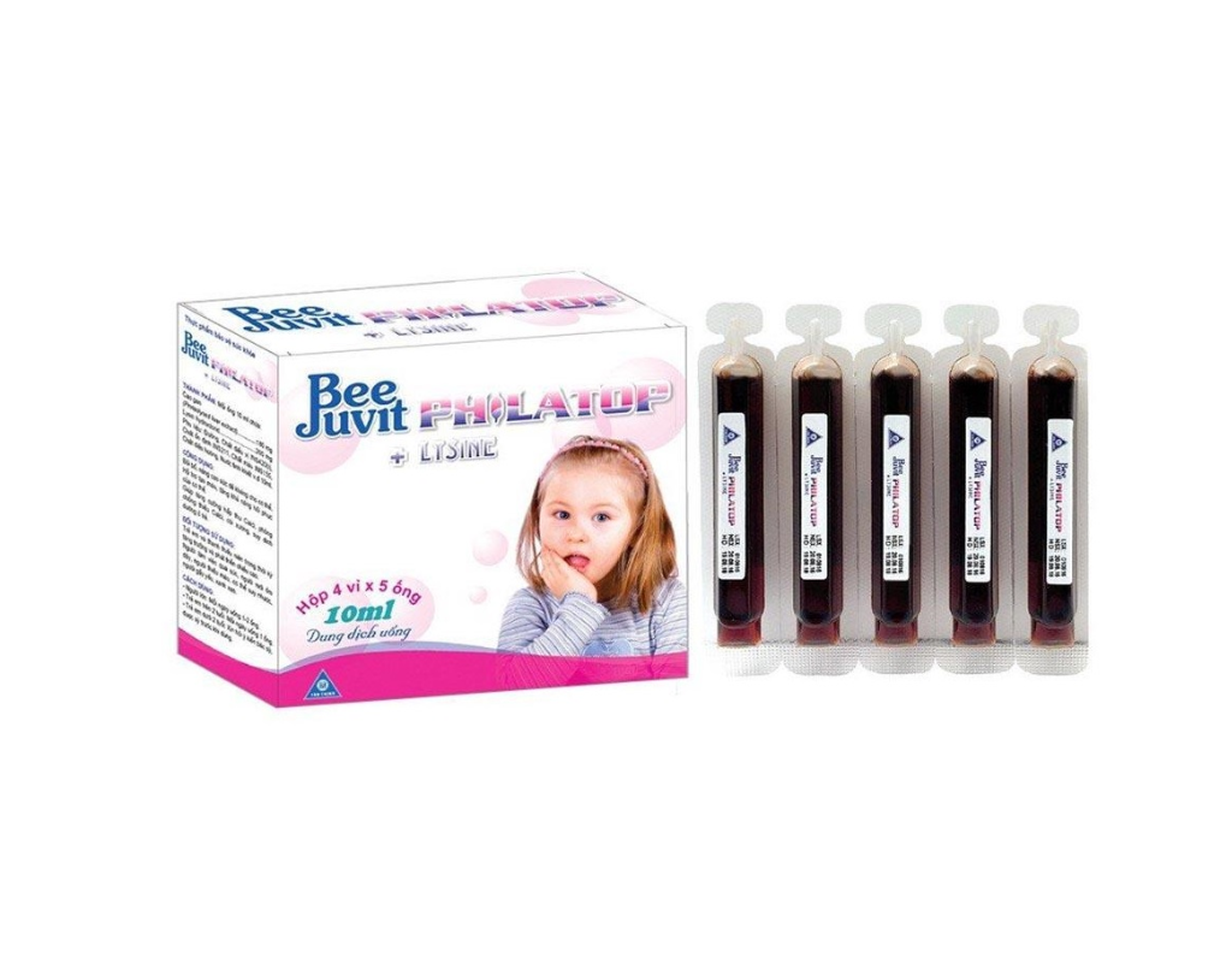 Ống uống Beejuvit Philatop+Lysine hỗ trợ ăn ngon miệng (Hộp 4 vỉ x 5 ống 10ml)