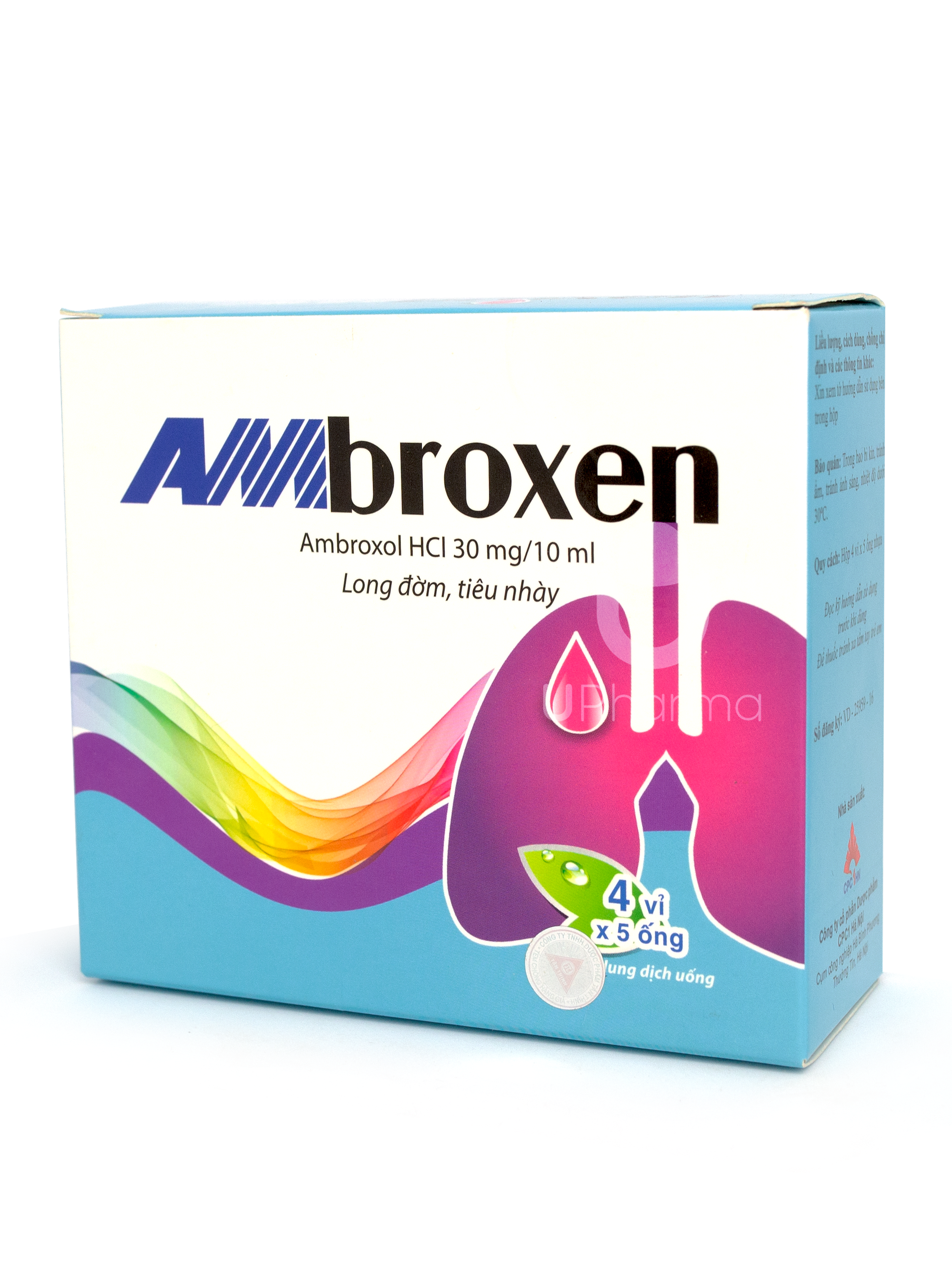 Thuốc Ambroxen 15mg/5ml giúp tiêu chất nhầy đường hô hấp (Hộp 4 vỉ x 5 ống)