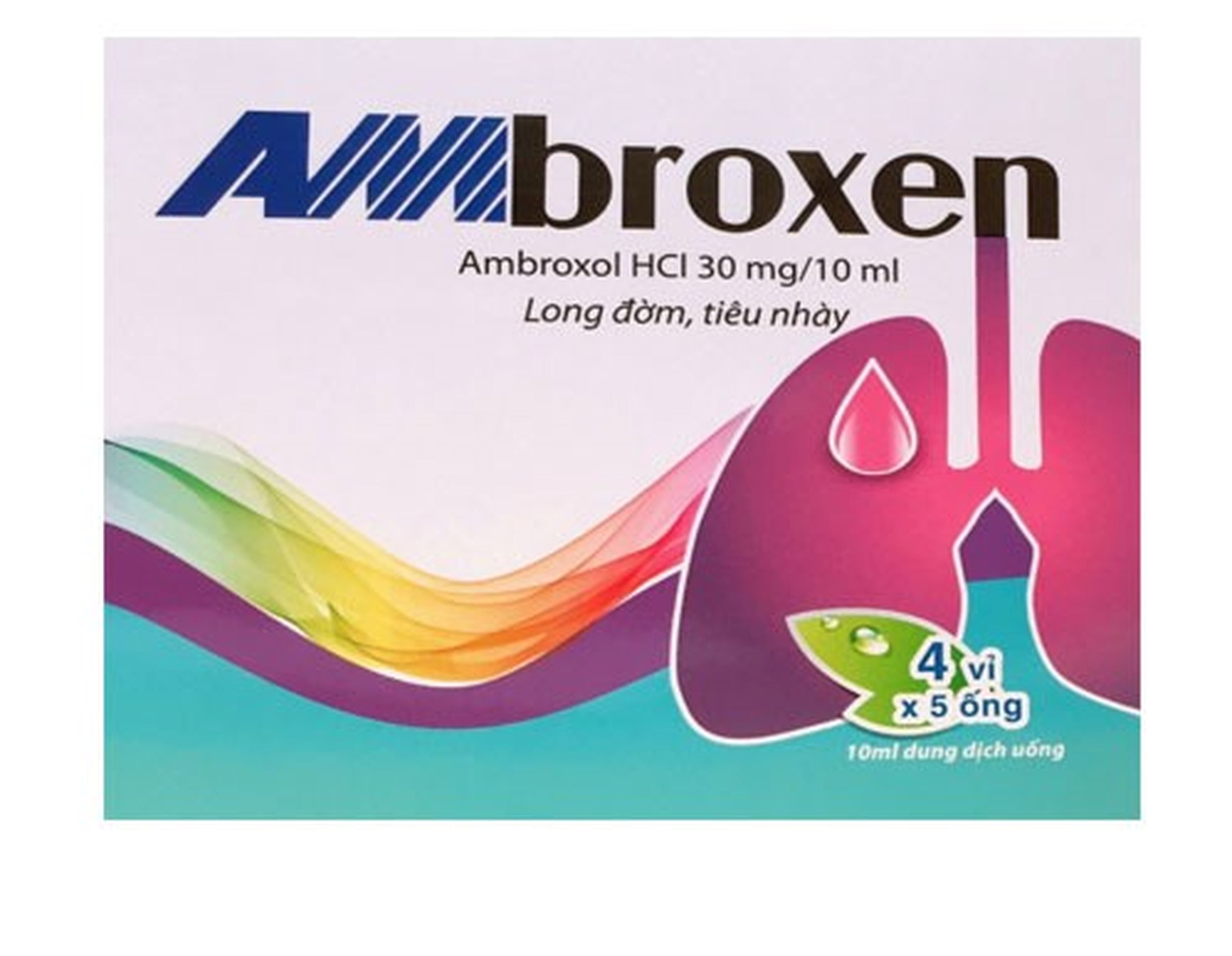 Thuốc Ambroxen 15mg/5ml giúp tiêu chất nhầy đường hô hấp (Hộp 4 vỉ x 5 ống)
