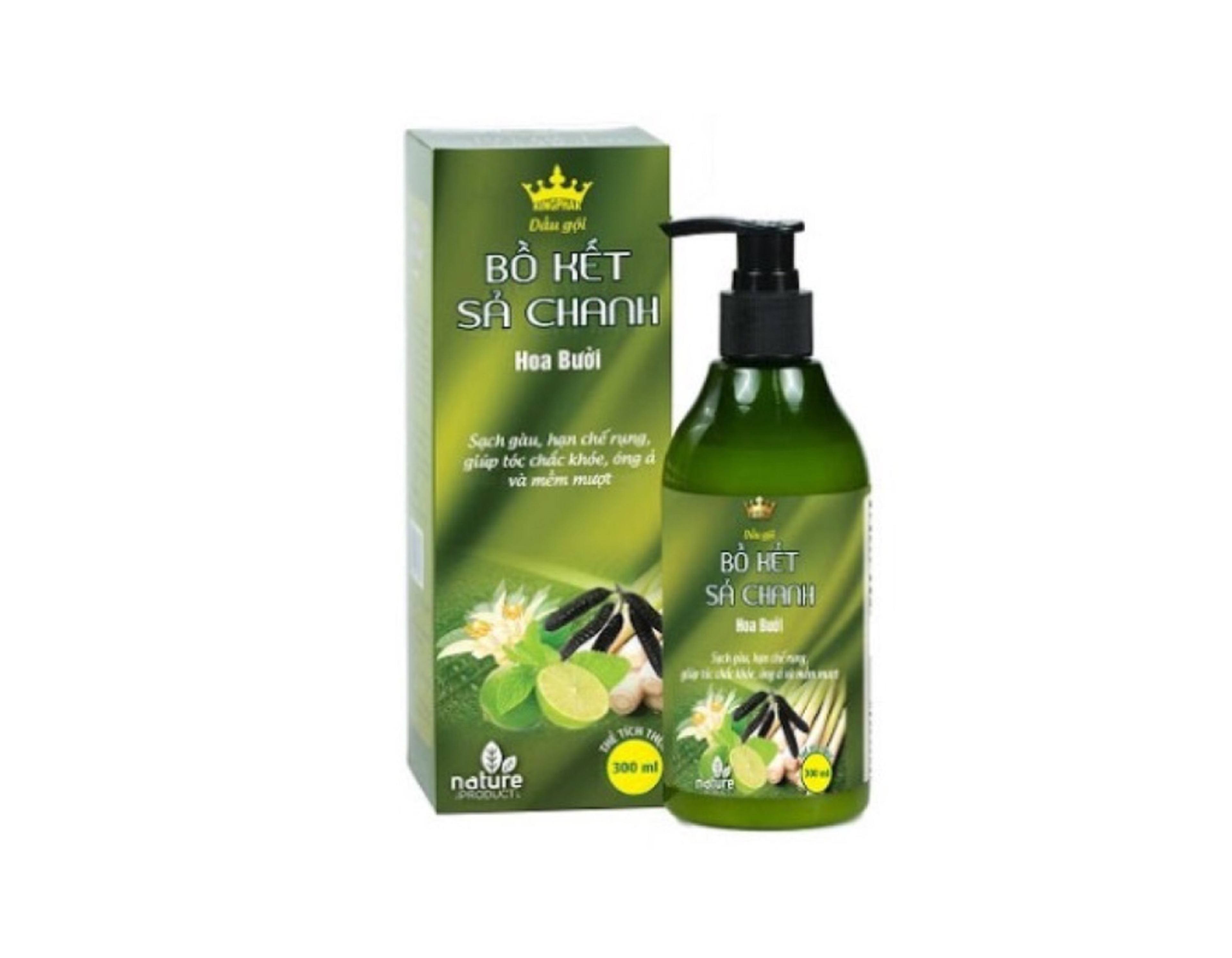 Dầu gội bồ kết sả chanh Vinh Thịnh Vượng làm sạch da đầu, mềm mượt tóc (chai 300ml)